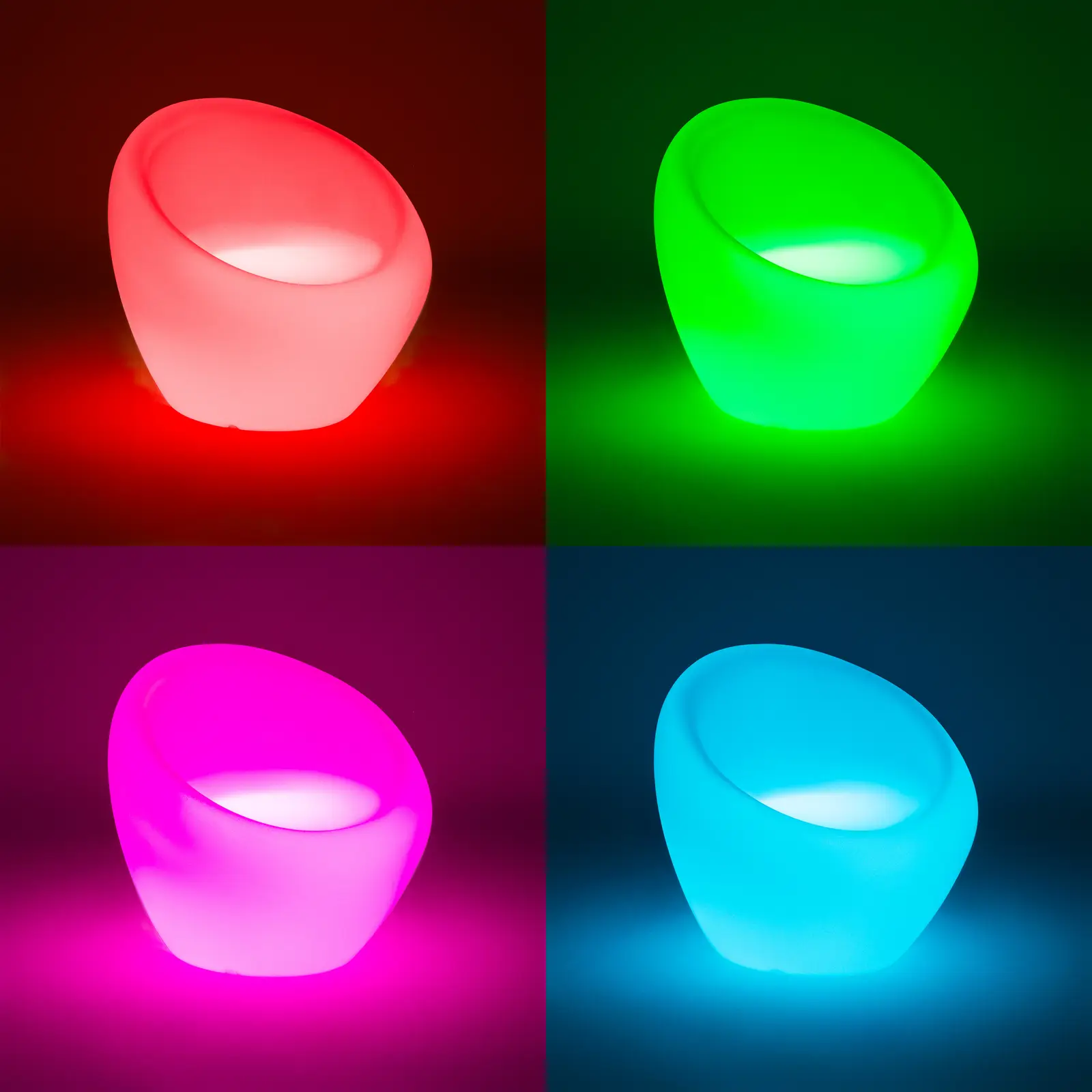 LED-Sessel -  66 x 68 cm - RGBW - Akkubetrieb - mattweiß - Royal Catering (Frequenz [Hz]: 50)