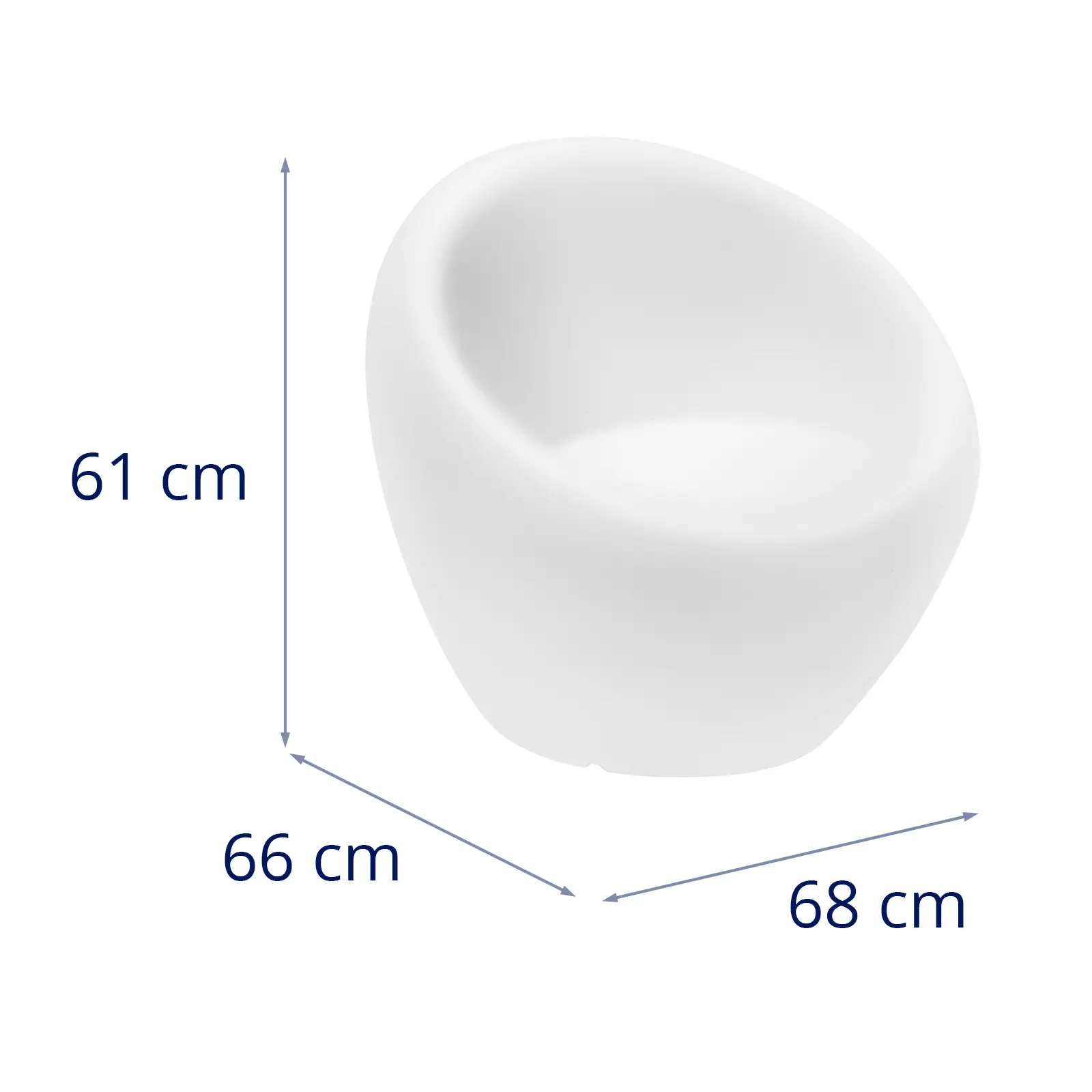 LED-Sessel -  66 x 68 cm - RGBW - Akkubetrieb - mattweiß - Royal Catering (Betriebsdauer LED: 50000 h)