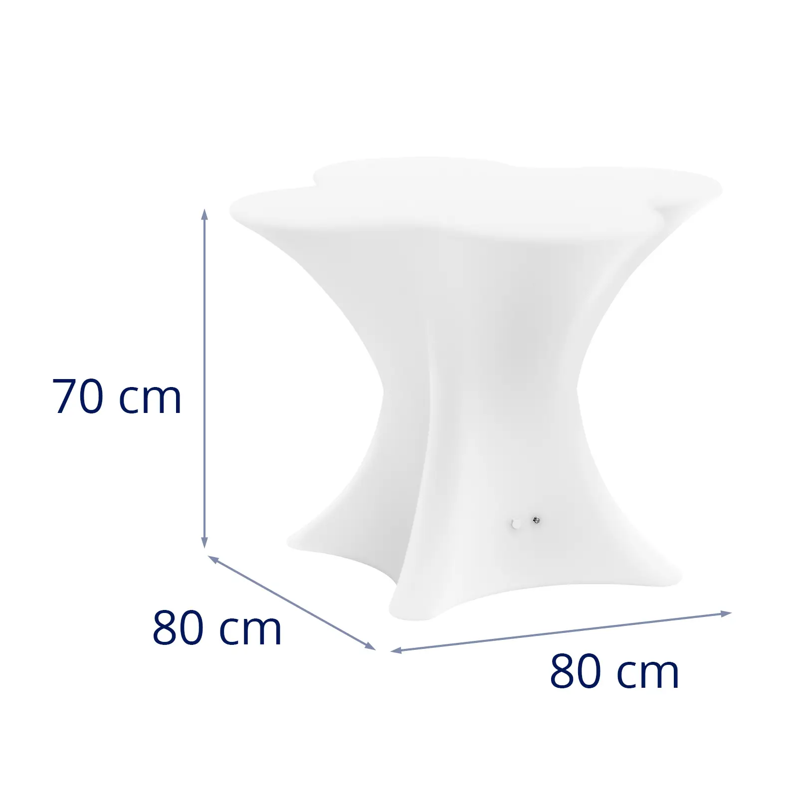 Table LED - 80 x 80 x 110 cm - RVBB - fonctionnement sur batterie - blanc mat