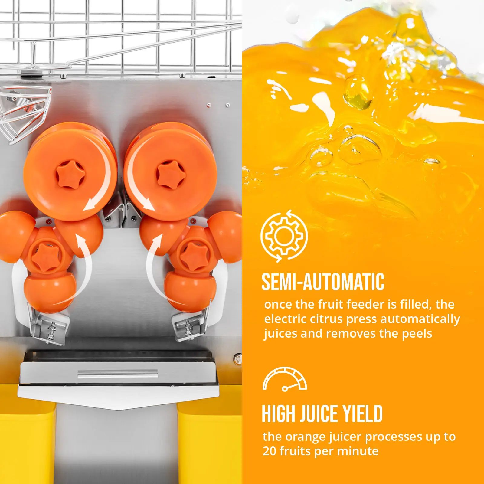 Orange Juicer - electric - semi-automatic - 120 W - 20 oranges/min - Royal Catering