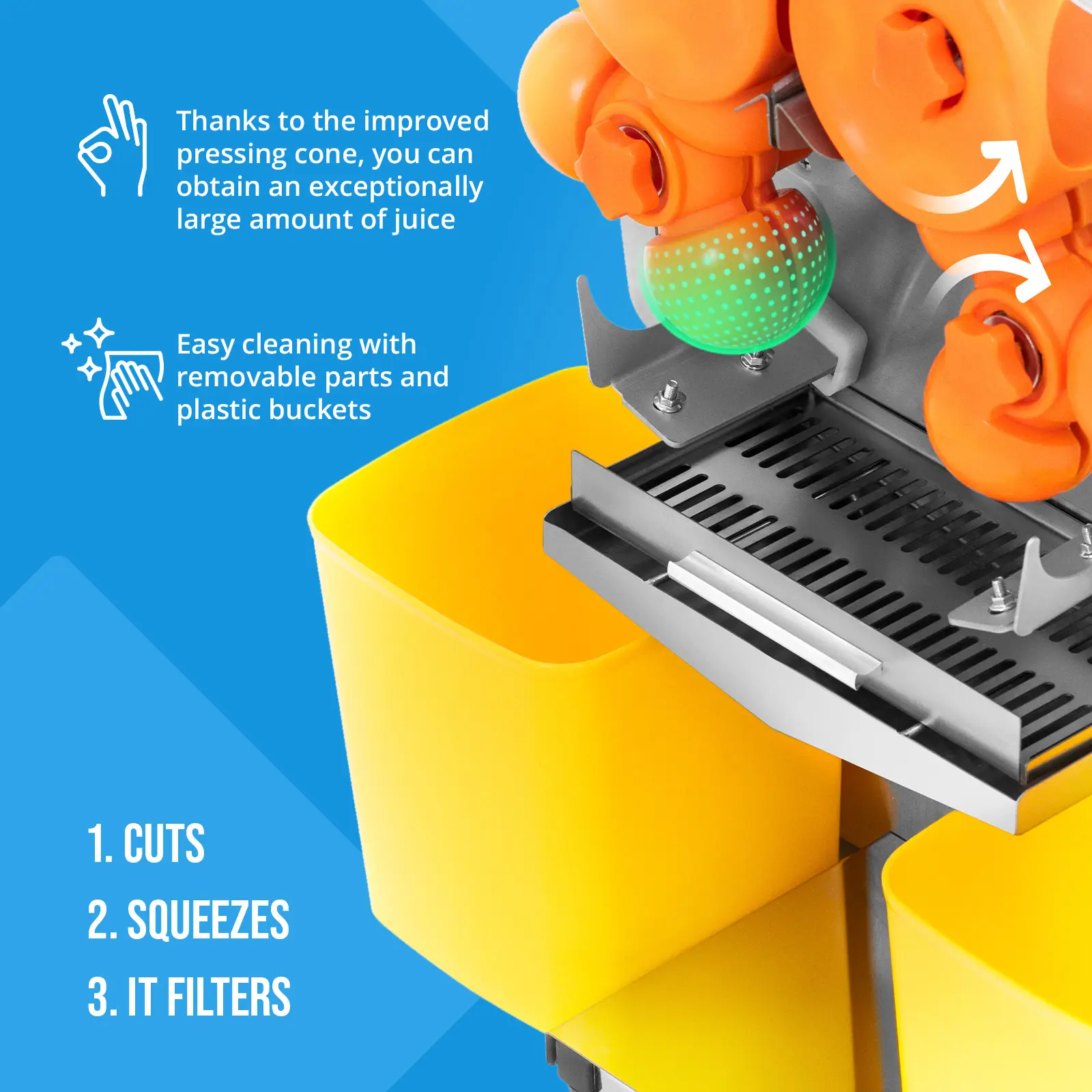 Orange Juicer - electric - automatic - 200 W - 20 oranges/min - Royal Catering