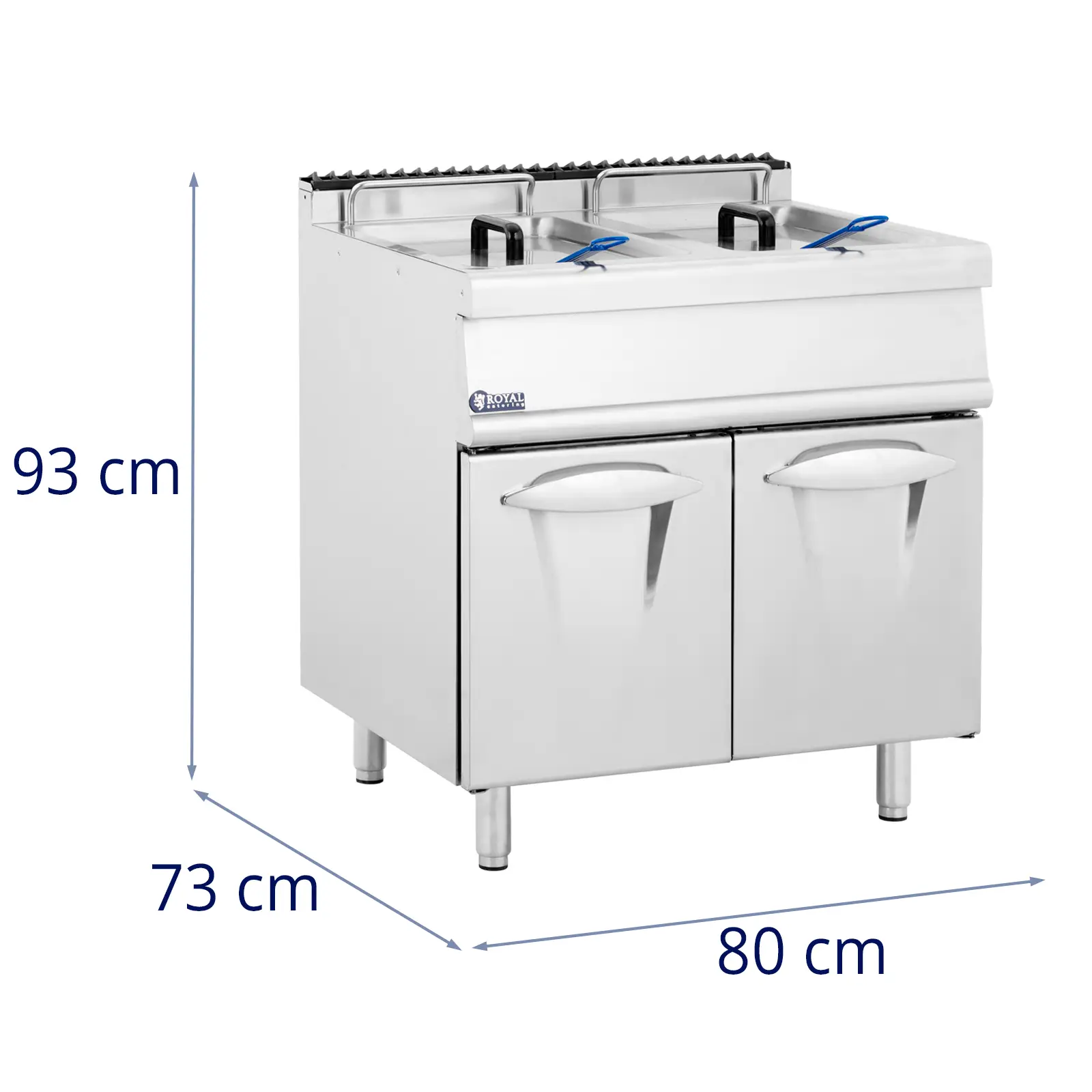 Kaksiosainen rasvakeitin - 30 kW - 120–200 °C - propaani/nestekaasu/maakaasu - alakaappi - Royal Catering