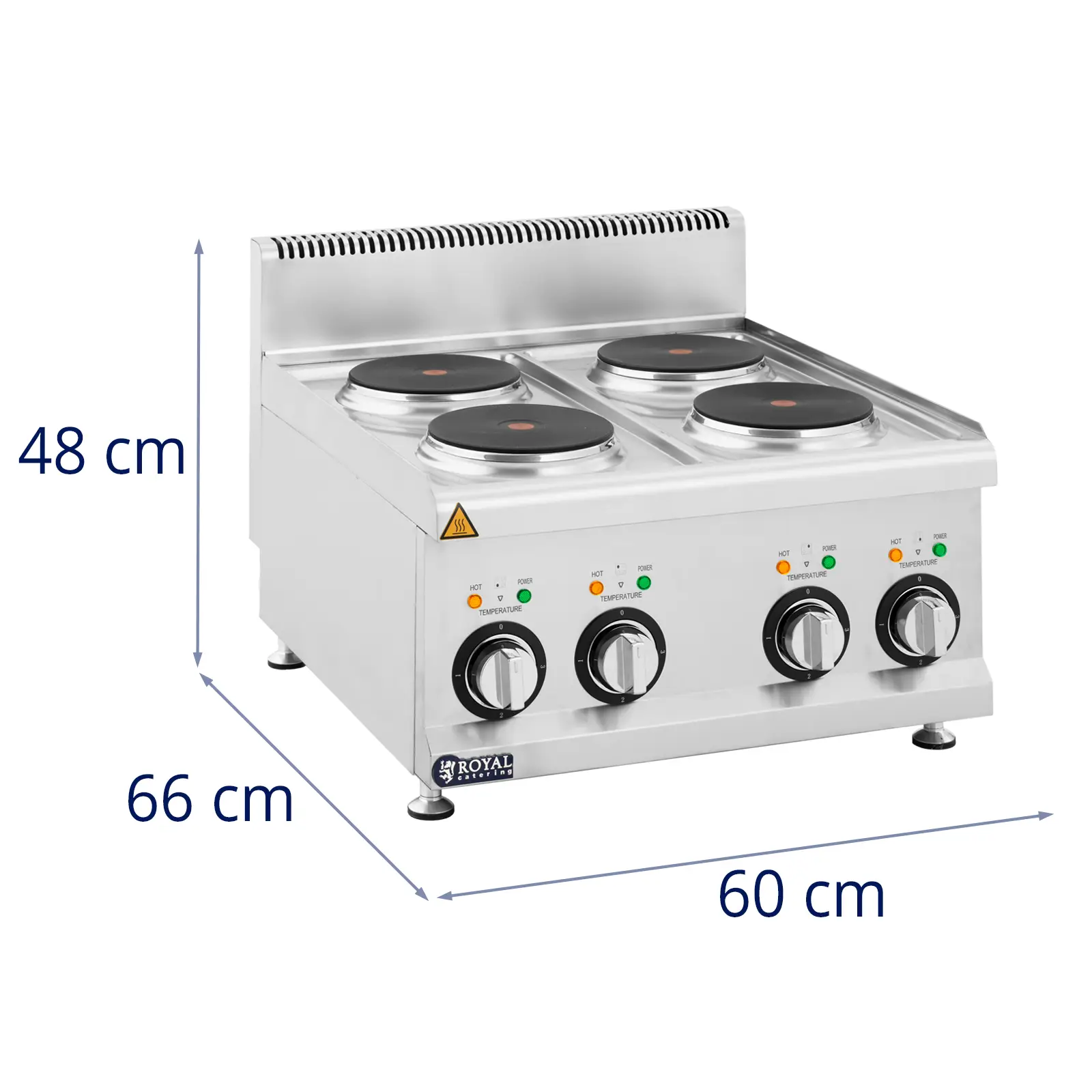 Cuisinière électrique professionnelle - 8 kW - 4 plaques - Modèle de table - Royal Catering