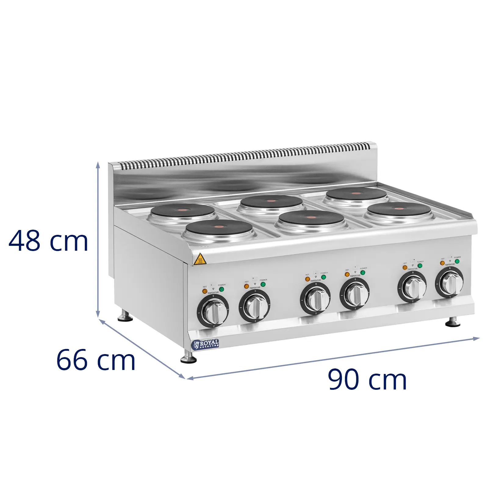 Gastro elektrický sporák - 12 kW - 6 platní - 90 x 65 cm - Pro 650 Series - Royal Catering