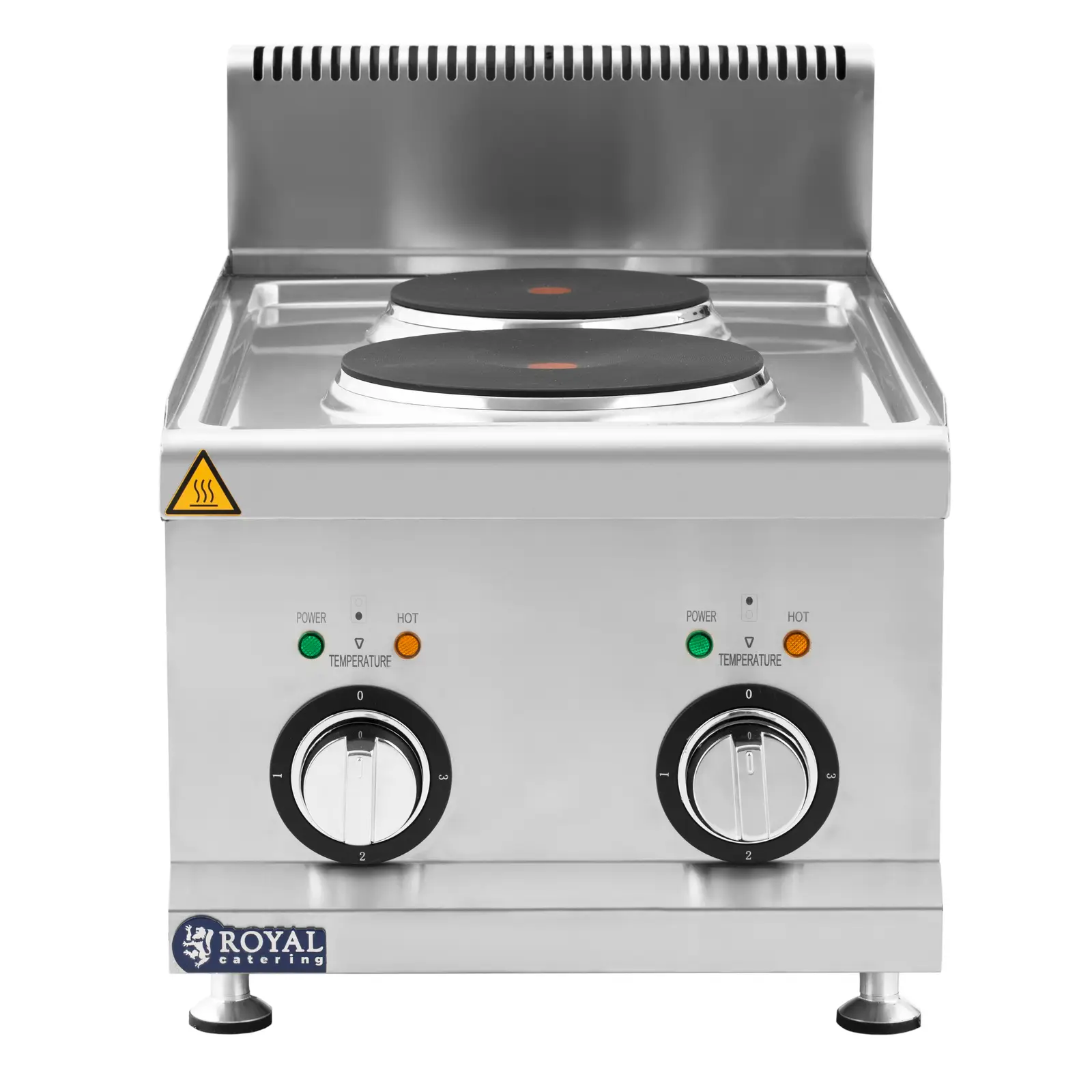 Gastro elektrický sporák - 4,6 kW - 2 plotýnky - stolní zařízení - Royal Catering (Materiál: Ušlechtilá ocel)
