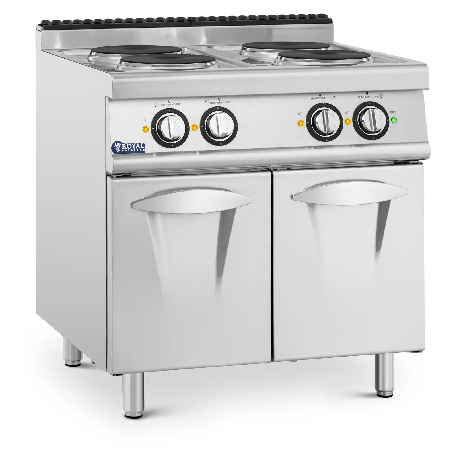 Cocina eléctrica para gastronomía - 10,4 kW - 4 placas - mueble bajo - Royal Catering