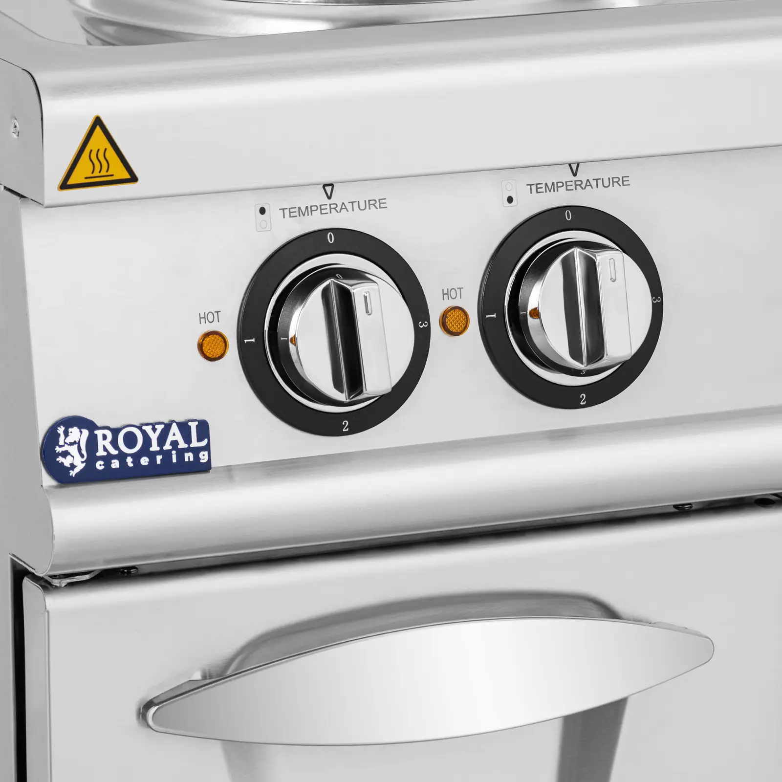 Cuisinière électrique professionnelle - 15,6 kW - 6 plaques - Armoire intégrée - Royal Catering (Longueur câble: 2 m)