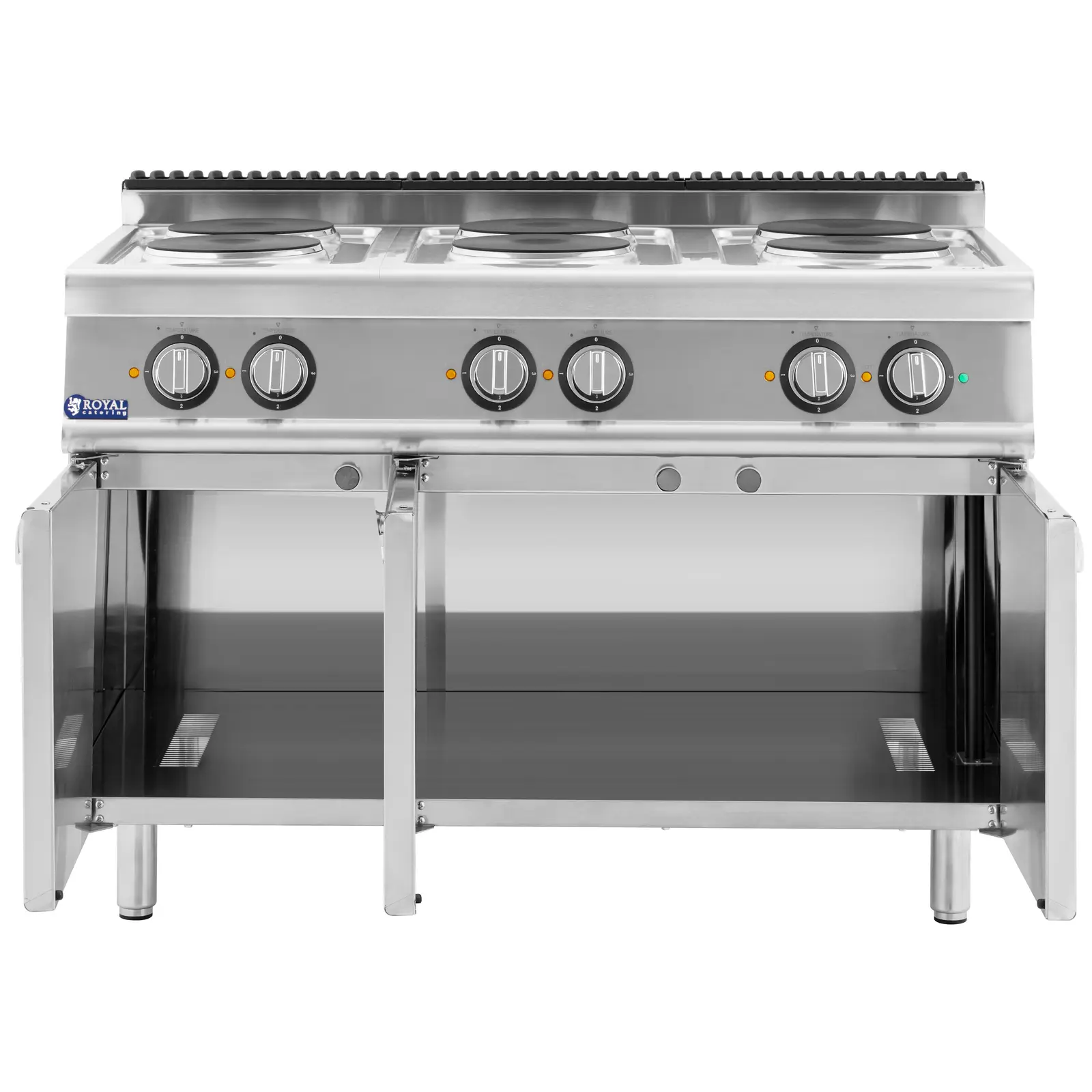 Cucina elettrica professionale - 15,6 kW - 6 fornelli - Mobiletto - Royal Catering