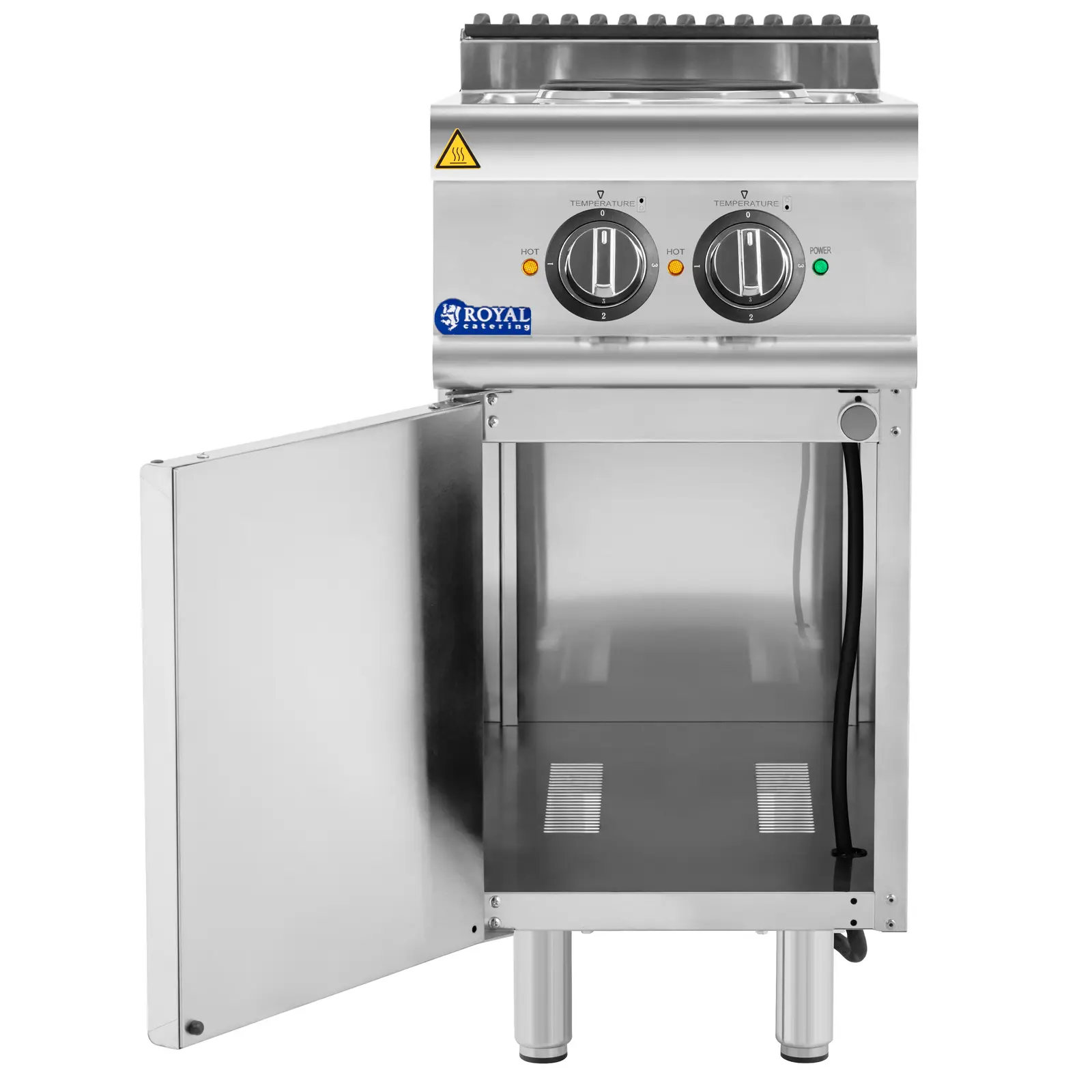Gastro elektrický sporák - 5,2 kW - 2 plotýnky - spodní skříňka - Royal Catering (Materiál: Ušlechtilá ocel)