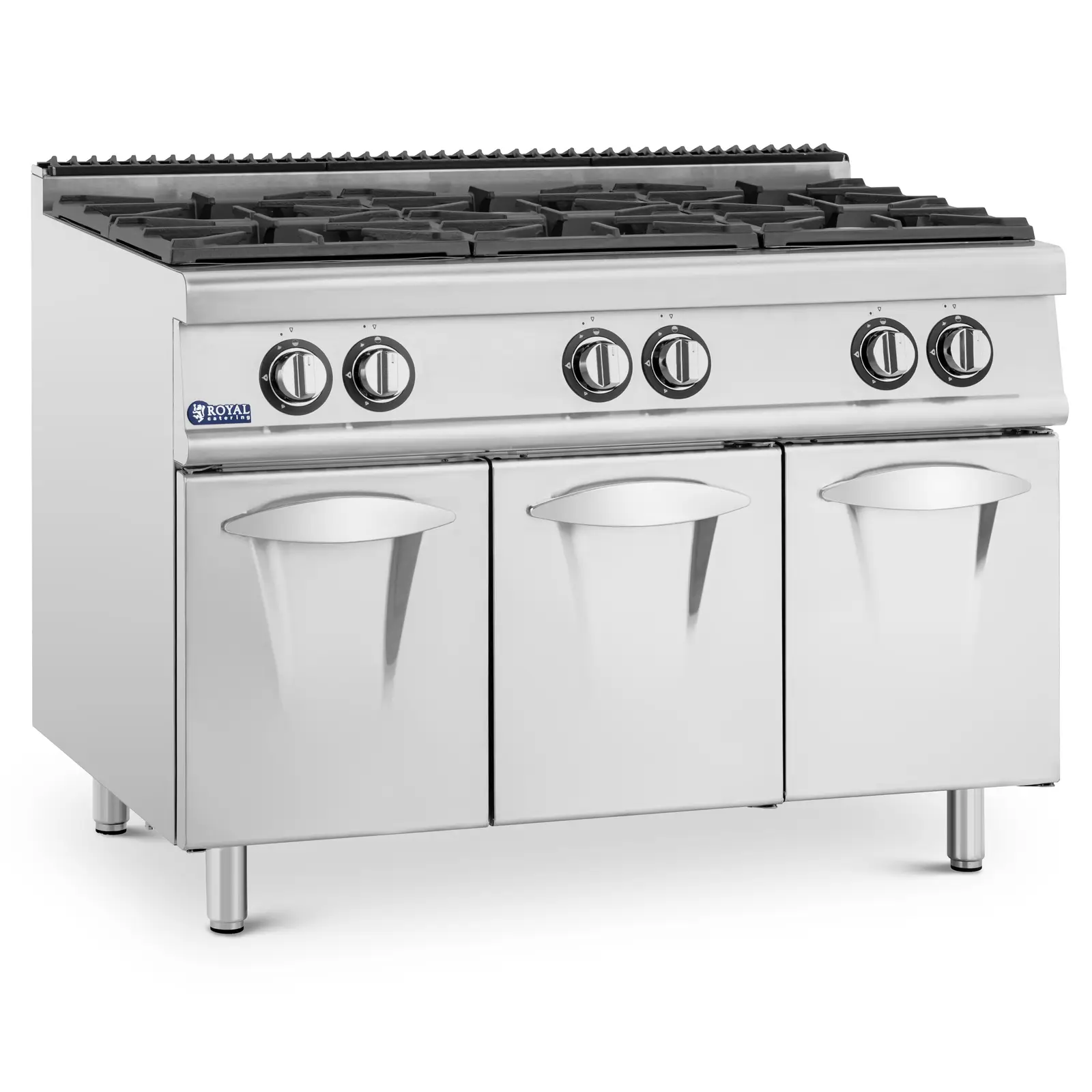 Cocina de gas - 21,6 kW - 6 fogones - mueble bajo - Royal Catering