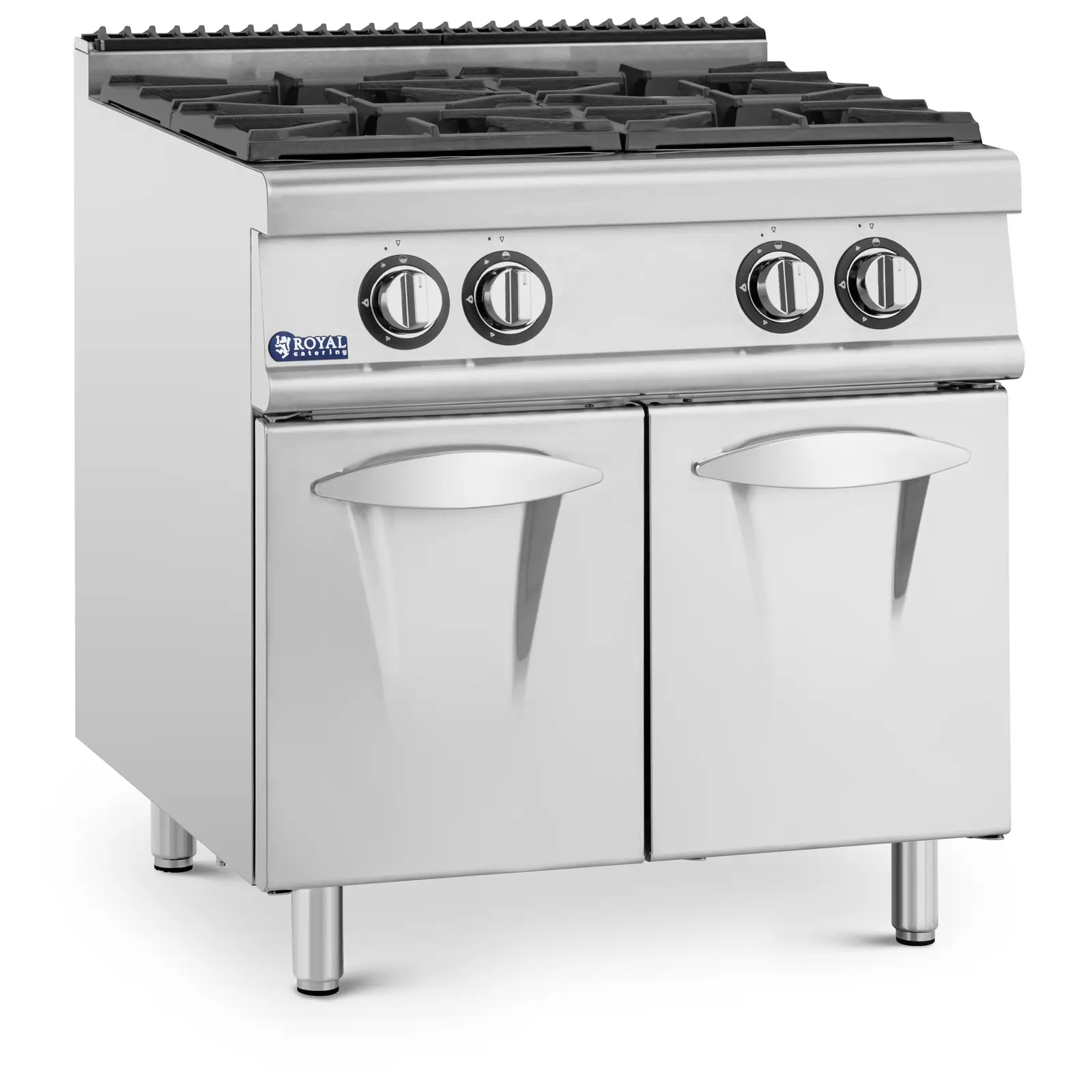 Gasskomfyr - 14,3 kW - 4 brennere - underskap - Royal Catering