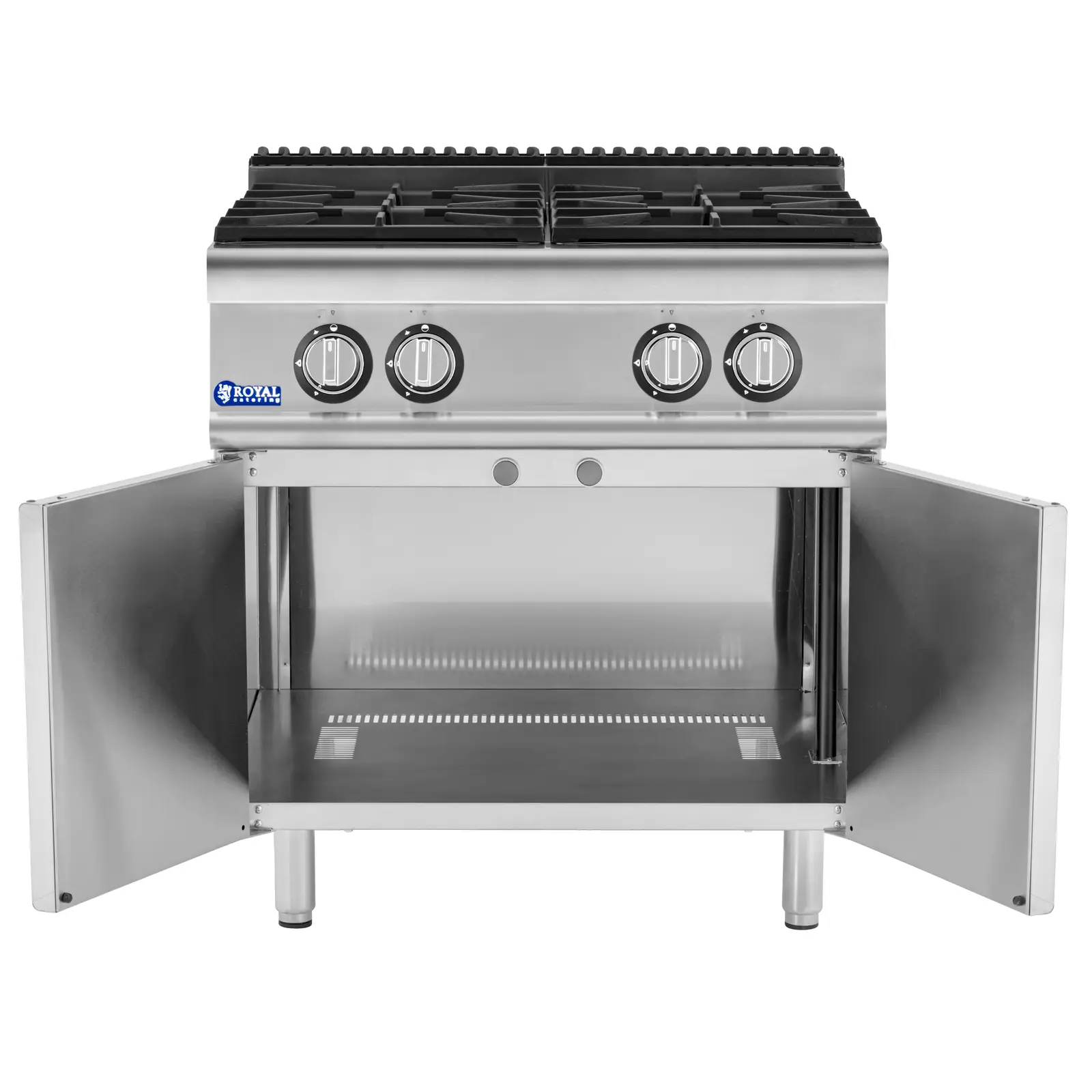 Cuisinière à gaz - 14,3 kW - 4 bruleurs - Armoire intégrée - Royal Catering (Type(s) de gaz: Propane-butane)