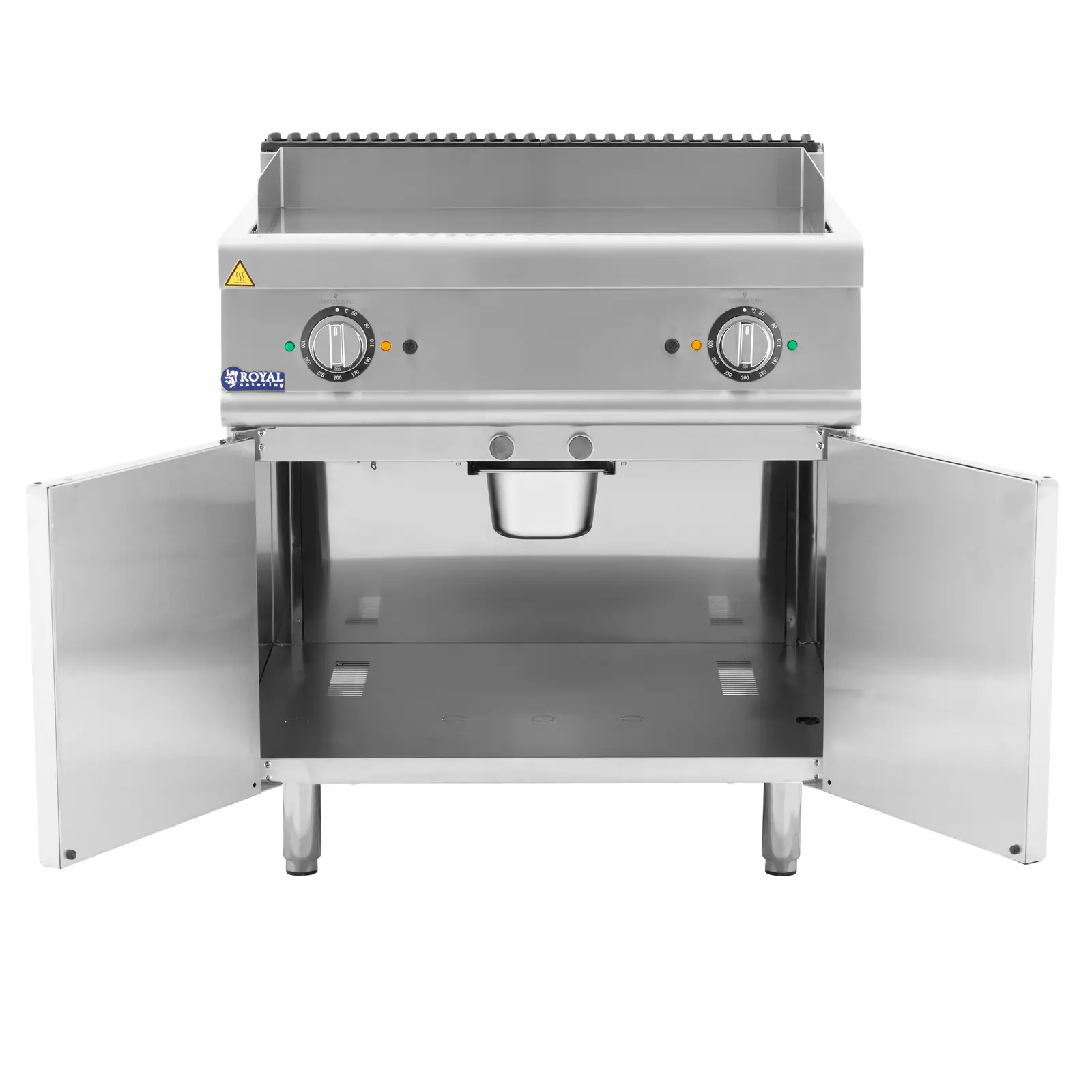 Dvojitá elektrická grilovací deska - 10,8 kW - hladká - podstavná skříň - Royal Catering (Grilovací deska: Flat)
