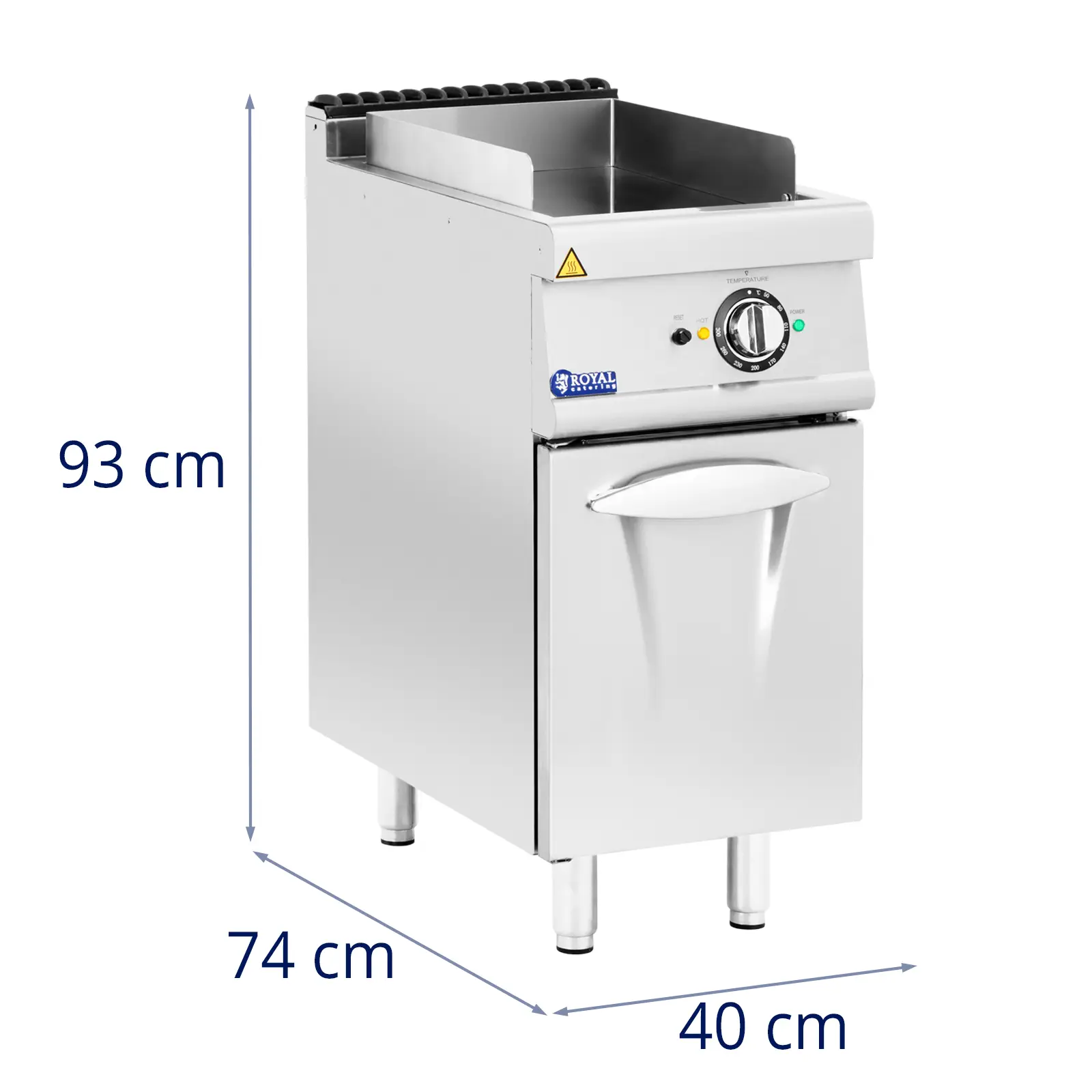 Elektrická grilovací deska - 5,4 kW - hladká - podstavná skříň - Royal Catering (Materiál: Ušlechtilá ocel)