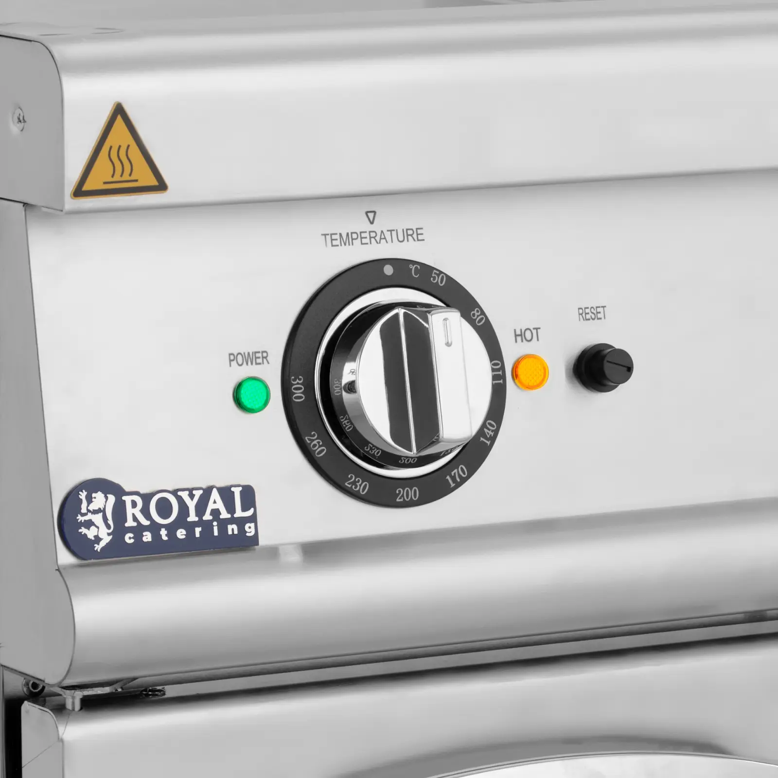 Dvojitá elektrická grilovací deska - 10,8 kW - hladká a žebrovaná - podstavná skříň - Royal Catering (Frekvence [Hz]: 50)