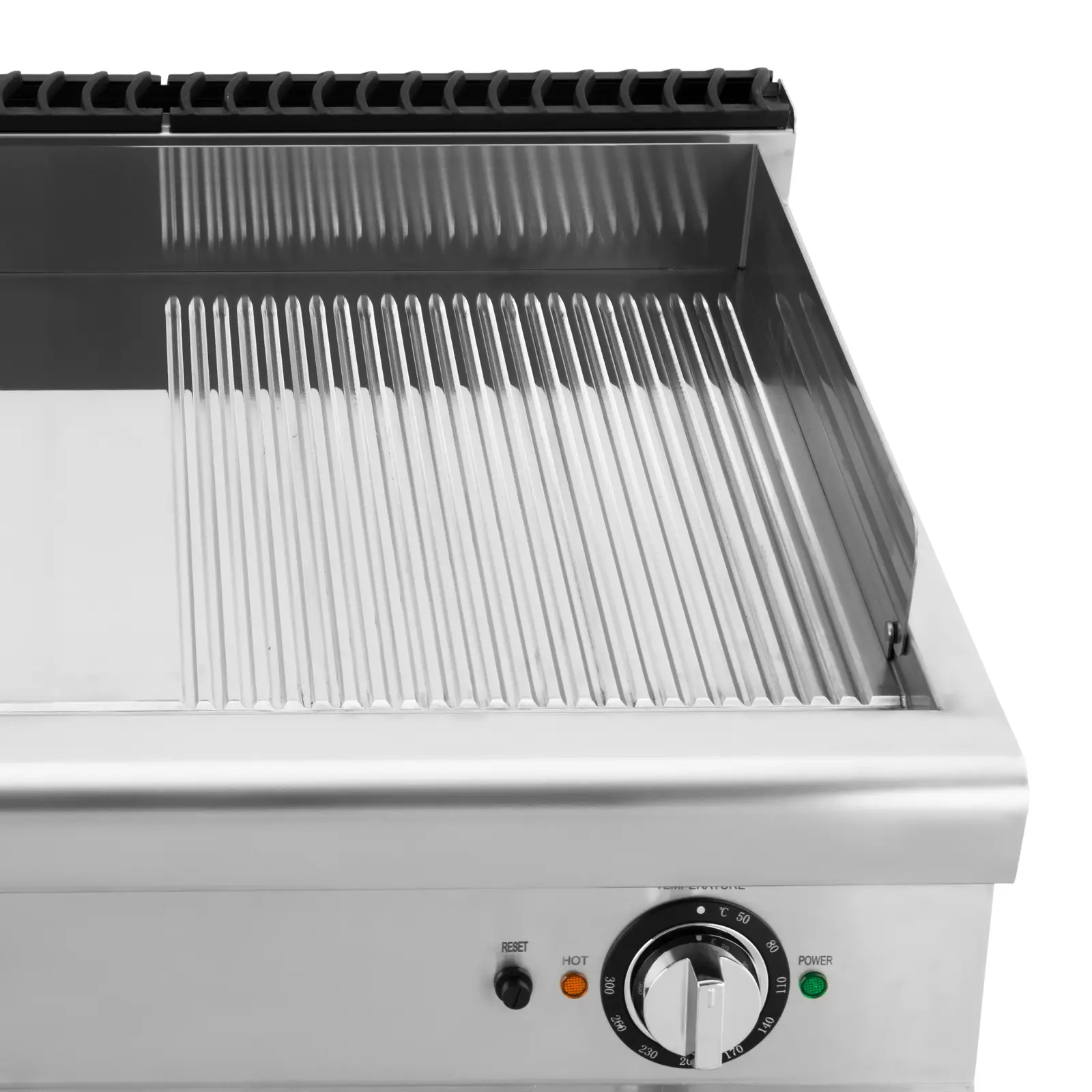 Dvojitá elektrická grilovací deska - 10,8 kW - hladká a žebrovaná - podstavná skříň - Royal Catering (Grilovací deska: Ribbed + Flat)