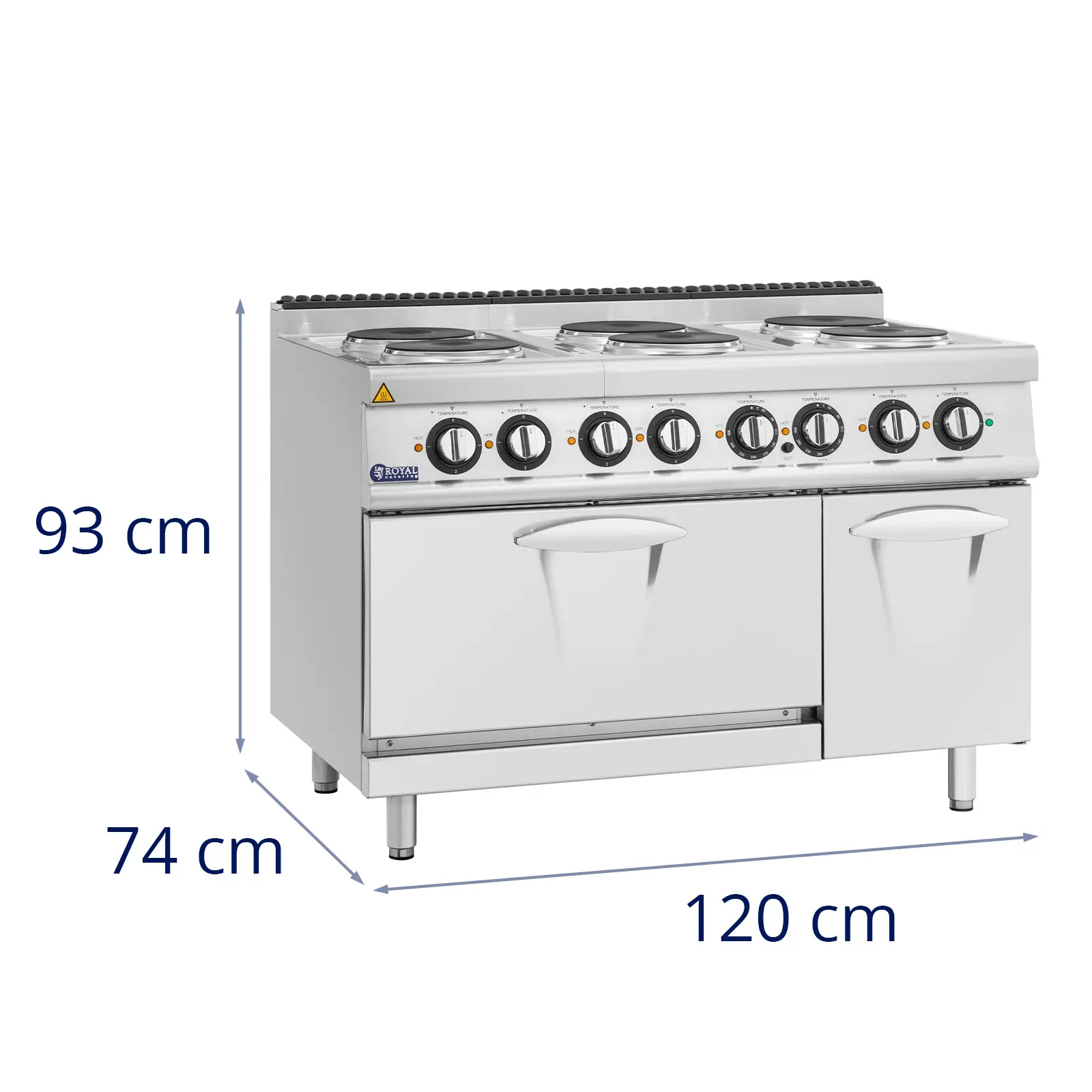 Elektroherd mit Backofen - 19,1 kW - 6 Platten - 120 x 73 cm - Pro 730 Series - Royal Catering