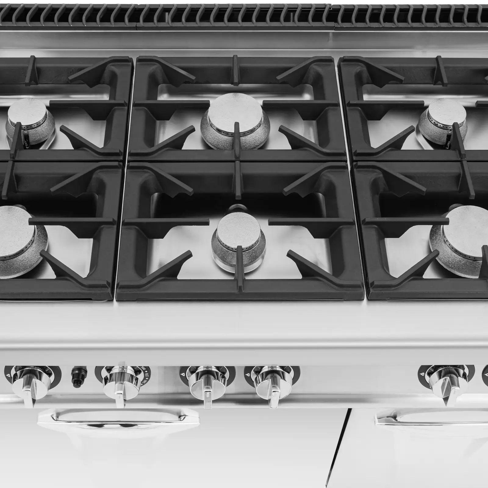 Cuisinière à gaz avec four à gaz - 27,6 kW - 6 bruleurs - Armoire intégrée - Royal Catering (Puissance max.: 27.6 kW)