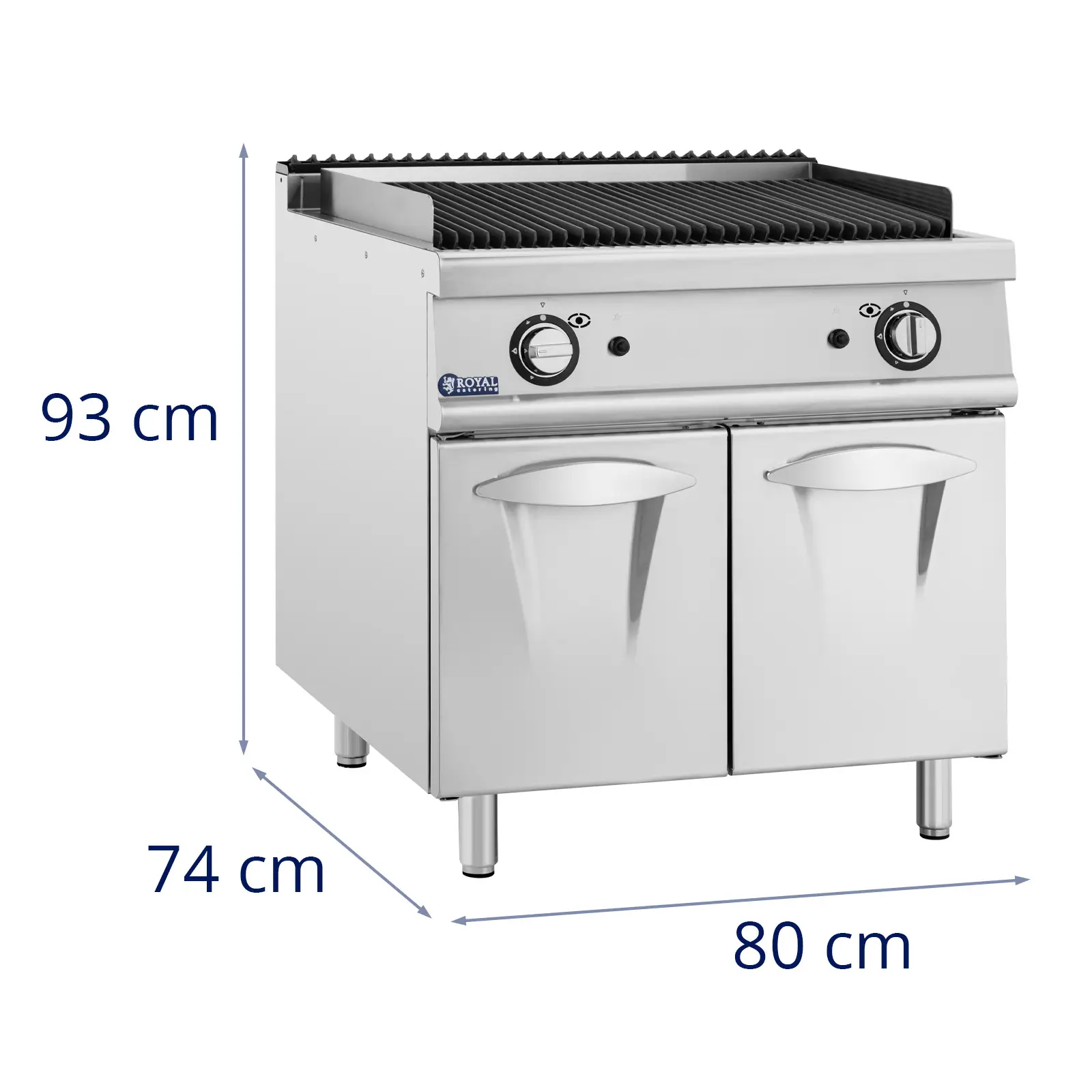 Grill lawowy - 2 x 8 kW - 50 - 460°C - propan / LPG / gaz ziemny - 80 x 73 cm - Seria Pro 730 - Royal Catering