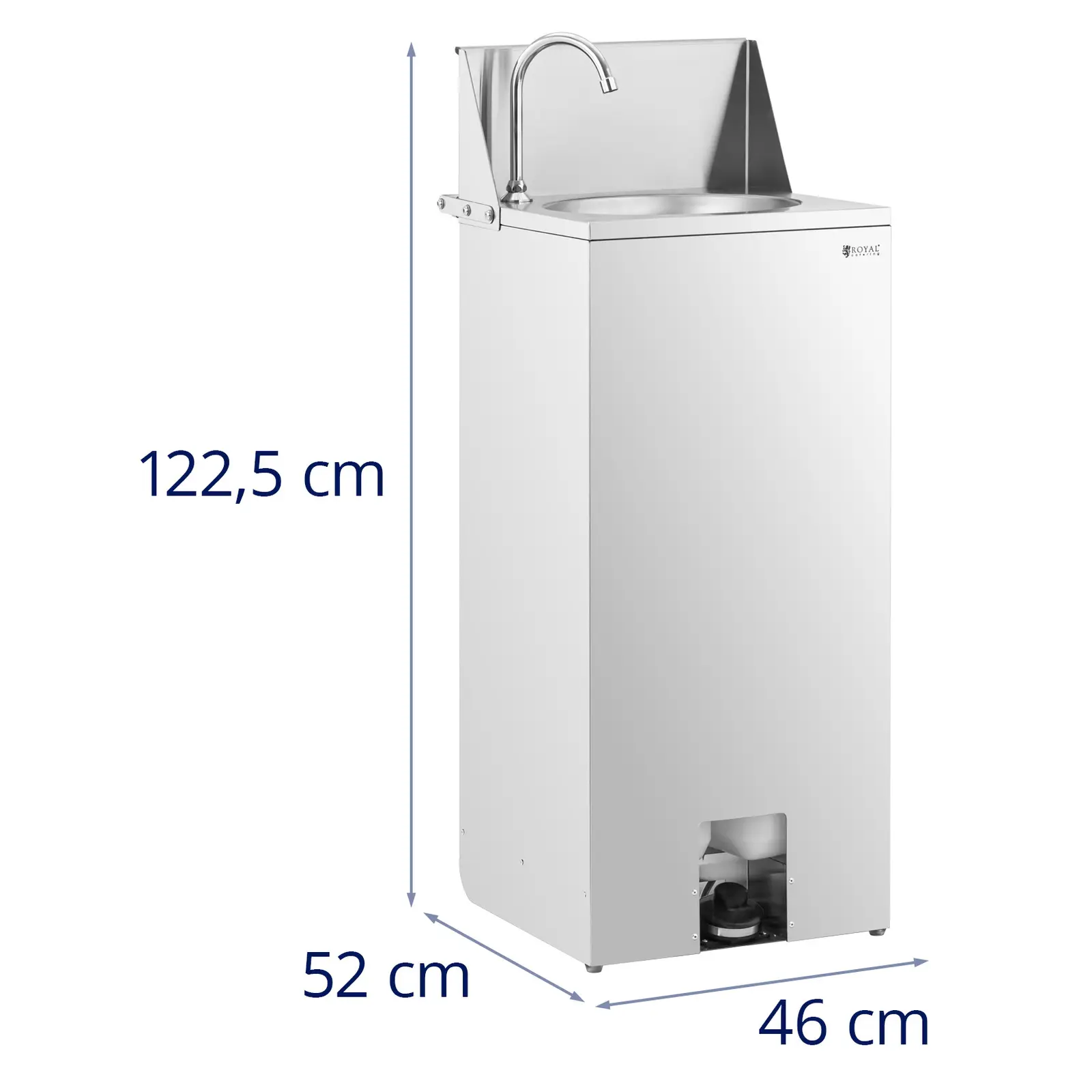 Lavatório portátil - aço inoxidável - comando de pé - 2 depósitos de água 15 l - 357 x 120 mm - Royal Catering (Espessura do material da superfície: 0.8 mm)