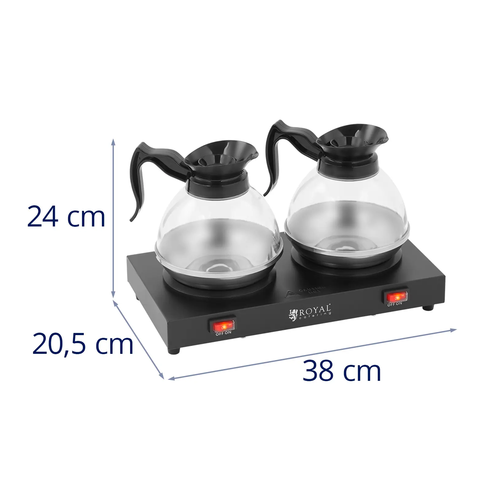 Ohřevná deska - 160 W - na čaj a kávu - 2 plotýnky - 2 konvice - Royal Catering (Materiál: Ušlechtilá ocel)