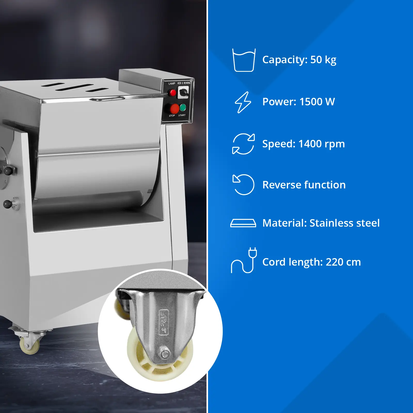 Fleischmischer - 1500 W - 50 kg - Royal Catering (Länge Kabel: 220 cm)