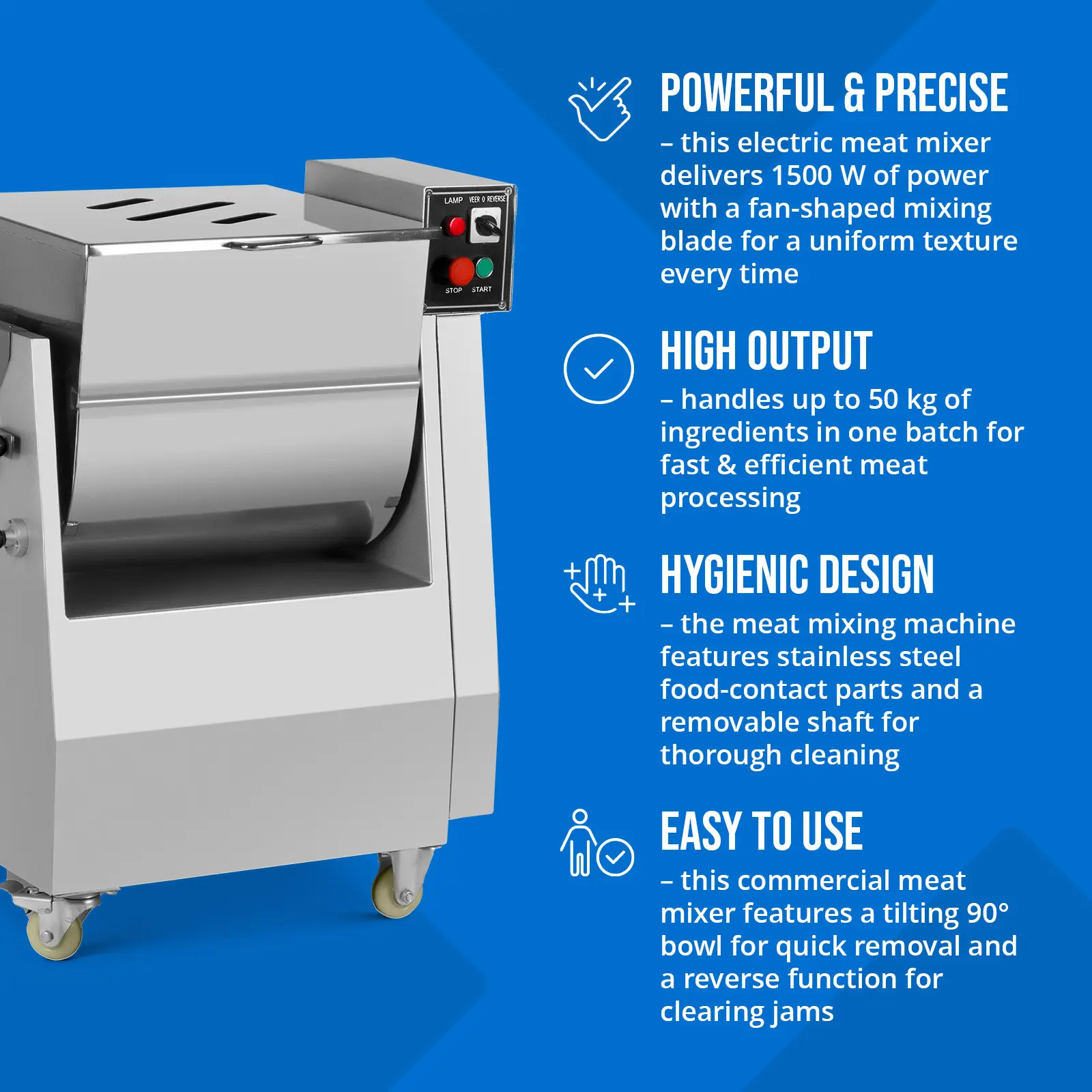 Fleischmischer - 1500 W - 50 kg - Royal Catering (Gesamtkapazität: 90 l)