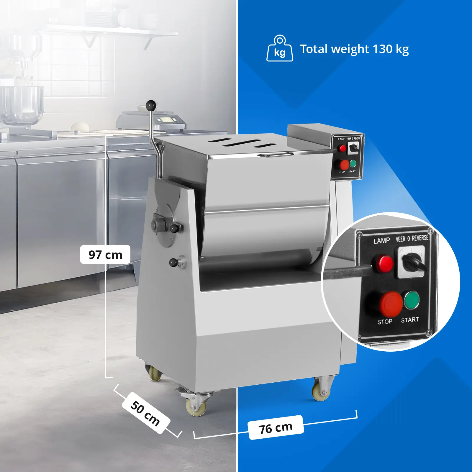 Fleischmischer - 1500 W - 50 kg - Royal Catering (Material: Stahl)