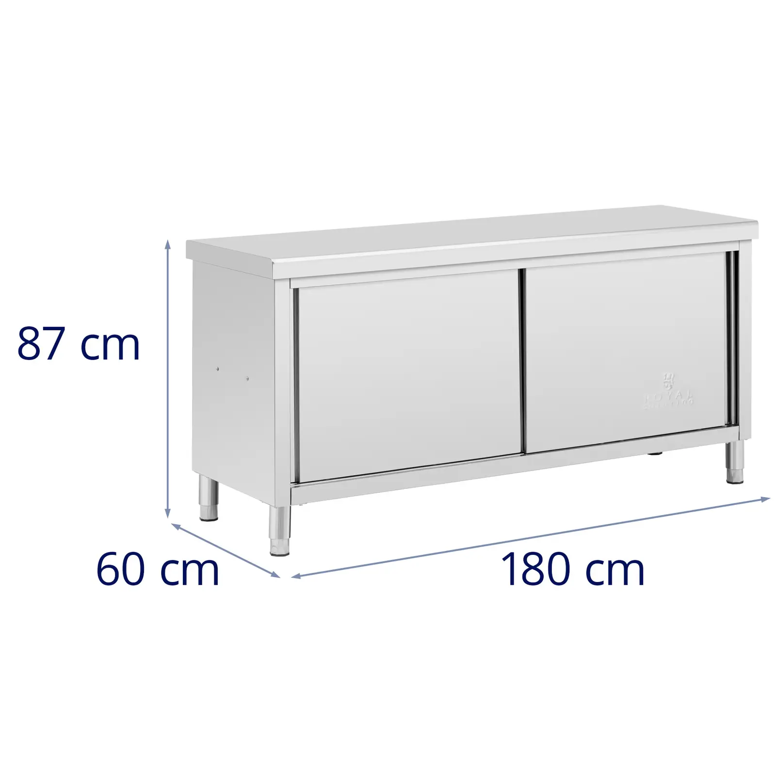 Stół roboczy z szafką przelotową ze stali nierdzewnej - ECO - 180 x 60 cm - 500 kg - Royal Catering