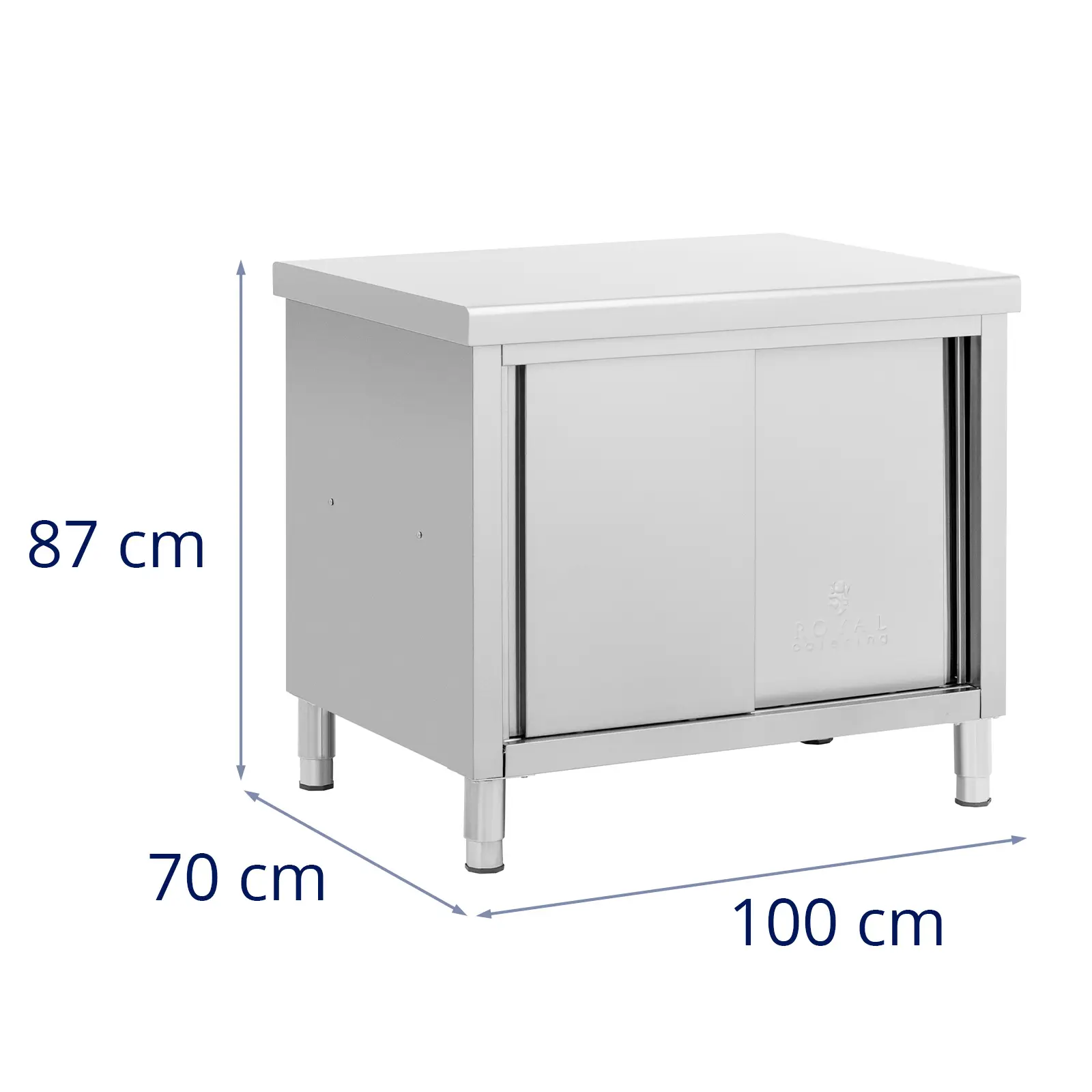 Stół roboczy z szafką przelotową ze stali nierdzewnej - ECO - 100 x 70 cm - 500 kg - Royal Catering