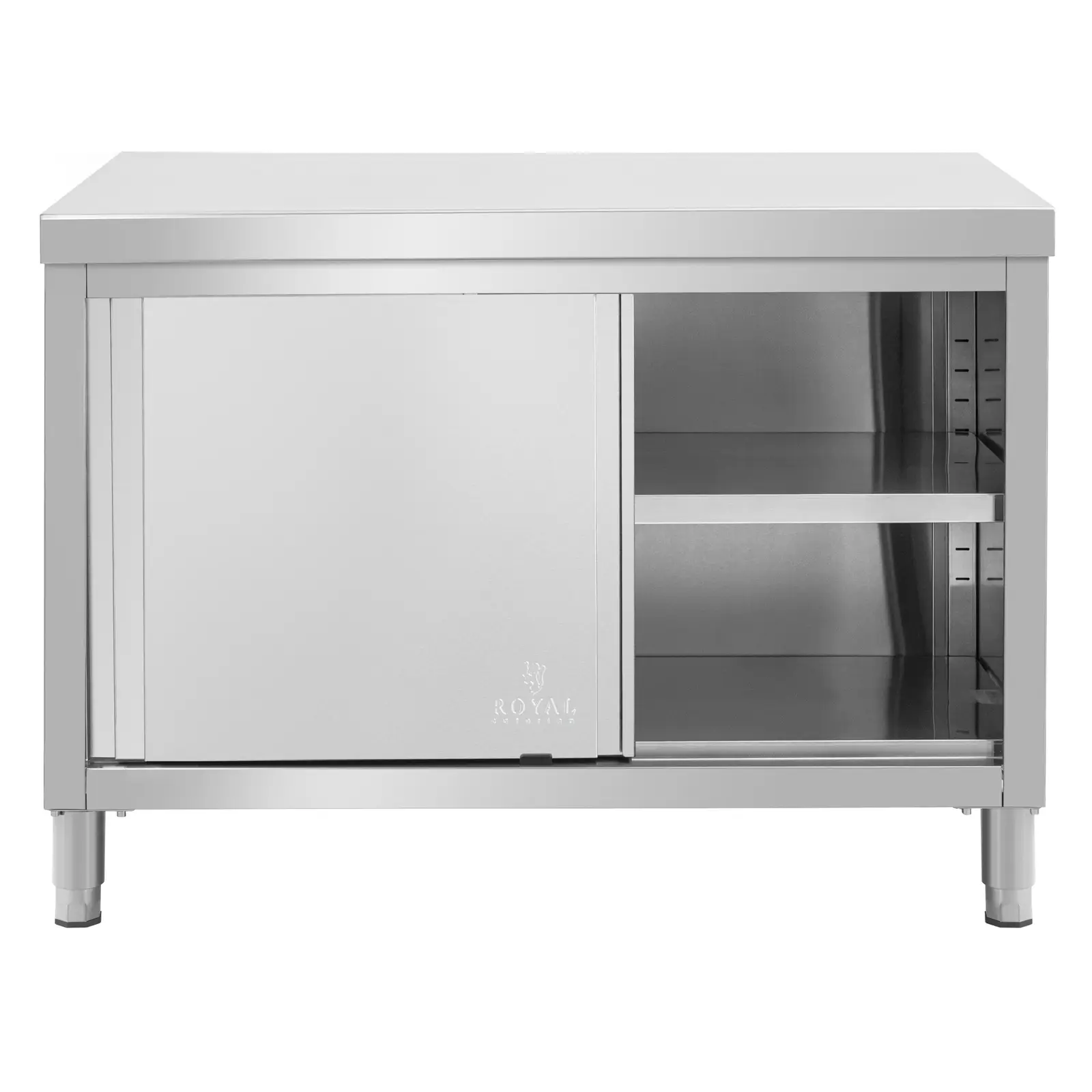 Stainless Steel Kitchen Cabinet - ECO - 120 x 80 cm - 500 kg - Royal Catering (Feet height adjustment: 20 mm)