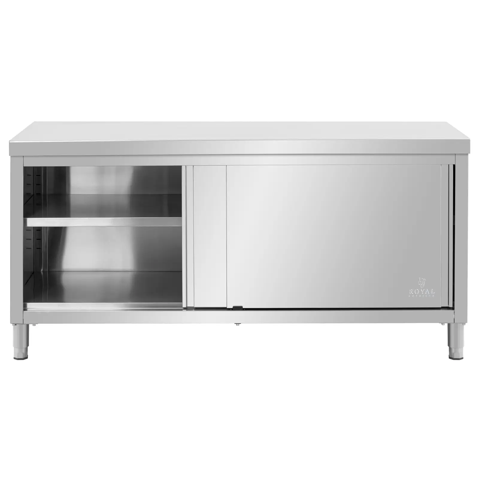 Rozsdamentes acél munkaszekrény - ECO - 180 x 80 cm - 500 kg - Royal Catering (Polc kapacitása: 100 kg)