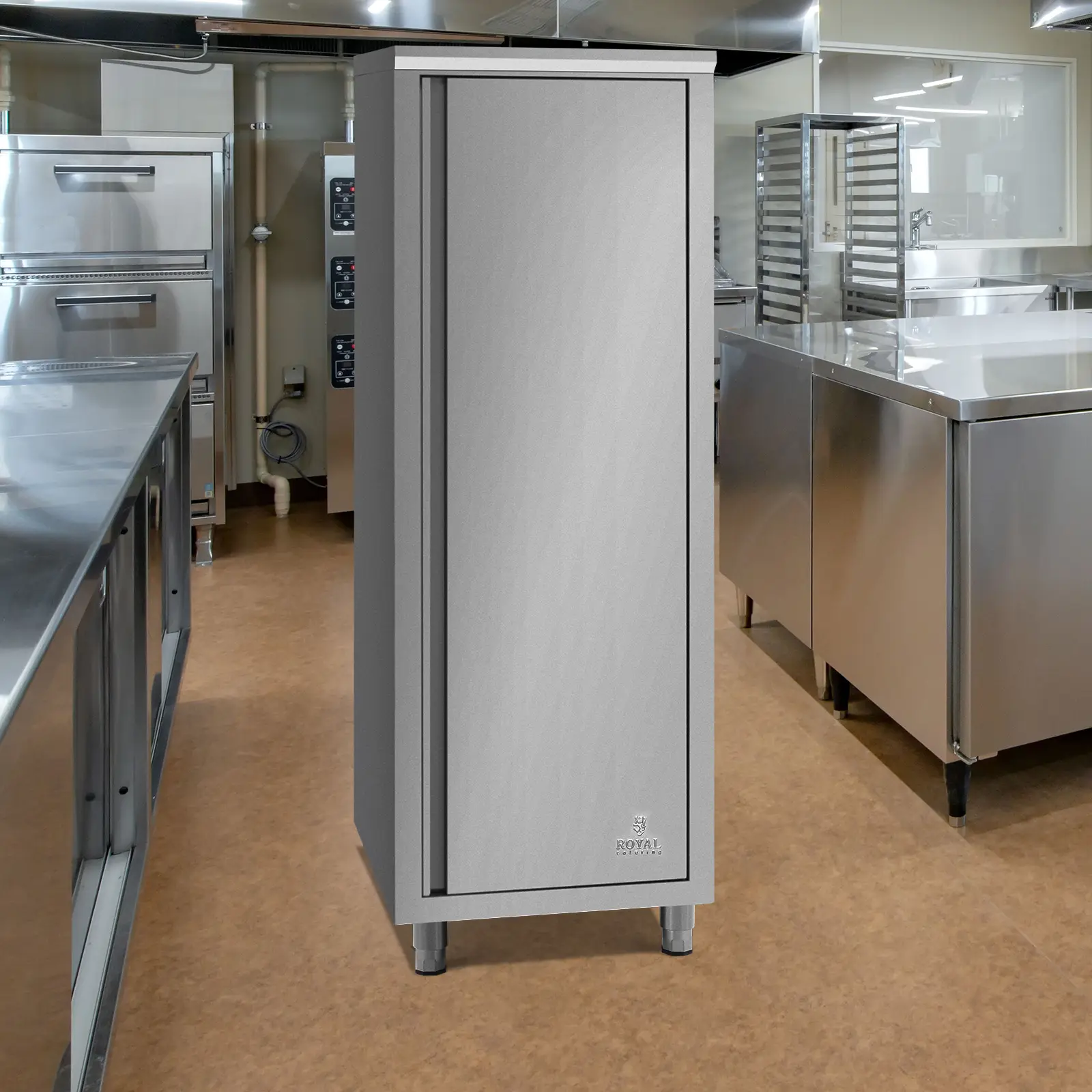 Nerezová kuchyňská skříň na nádobí - 60 x 60 x 180 cm - Royal Catering (Materiál: Ušlechtilá ocel (201))