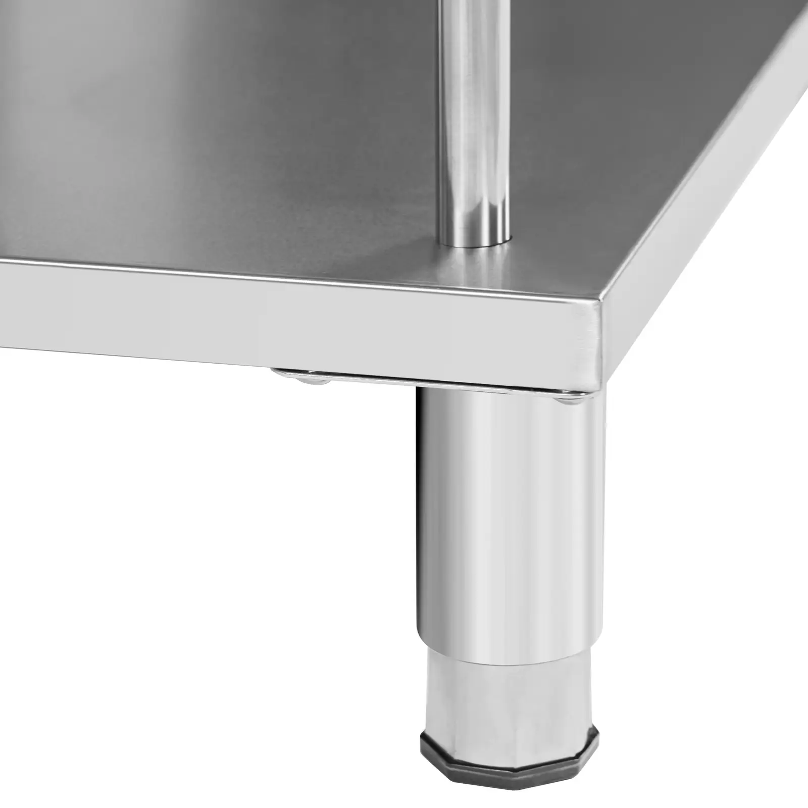 Barmanský stůl - ušlechtilá ocel - 100 x 60 x 105 cm - 4 police - lemování - Royal Catering (Tloušťka materiálu: 0.7 mm)
