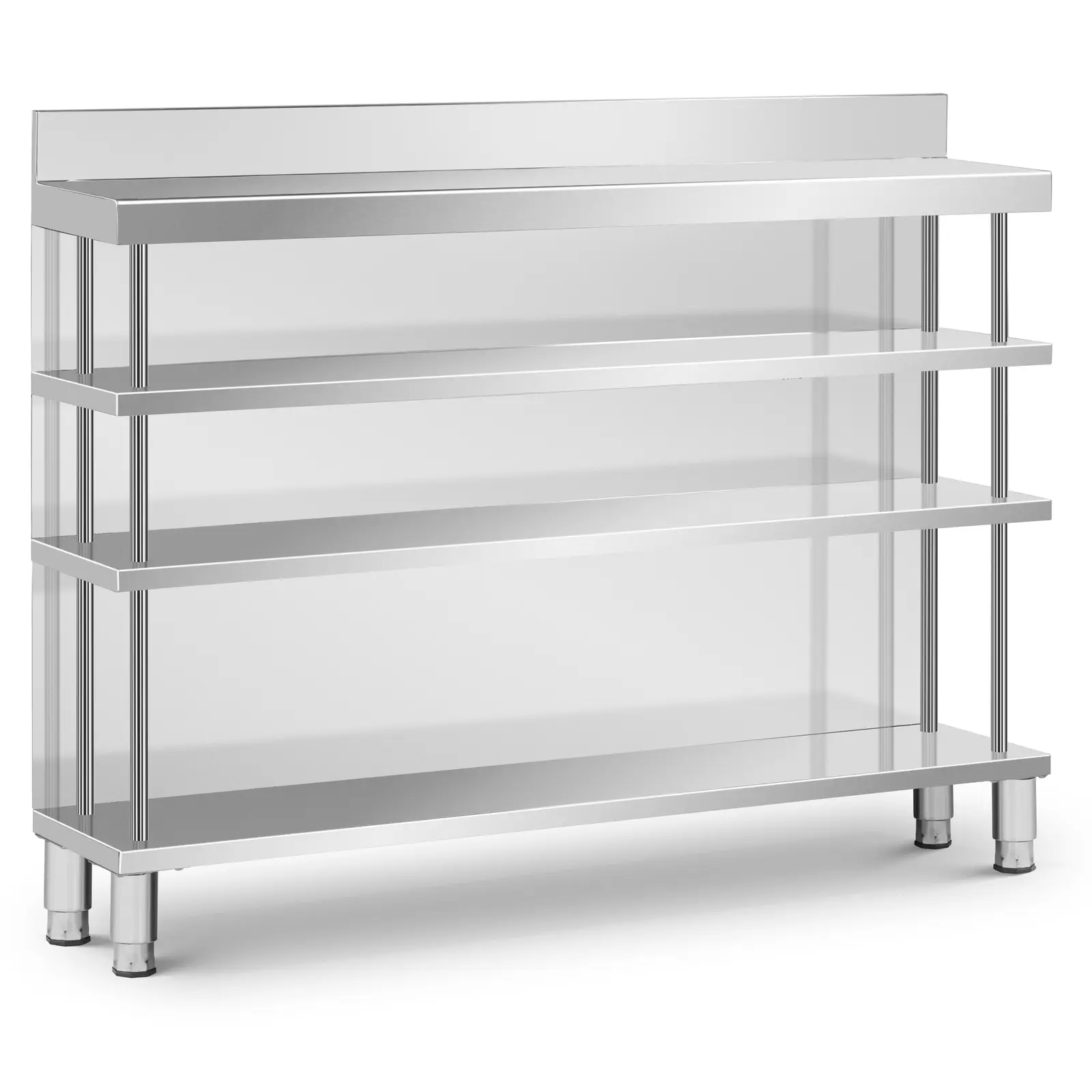 Bárpult- rozsdamentes acél - 100 x 30 x 105 cm - 4 polc - hátlap - Royal Catering - Kép a termékről