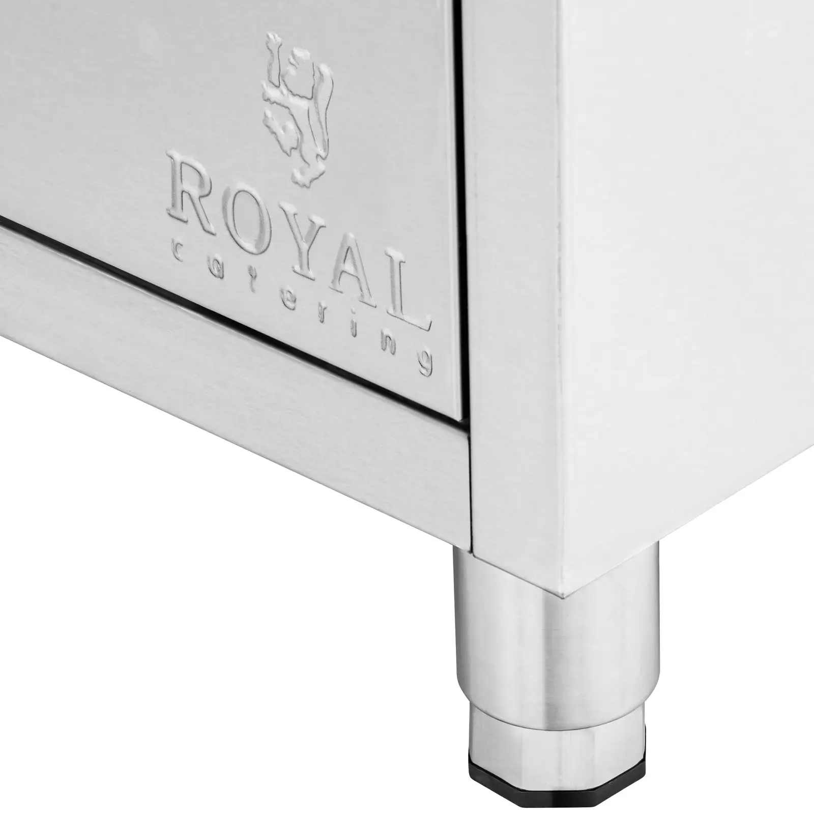 Meuble bas en inox - 100 x 60 cm - 72 kg - 6 tiroirs - avec dosseret - Royal Catering (Réglages des pieds [mm]: 20)