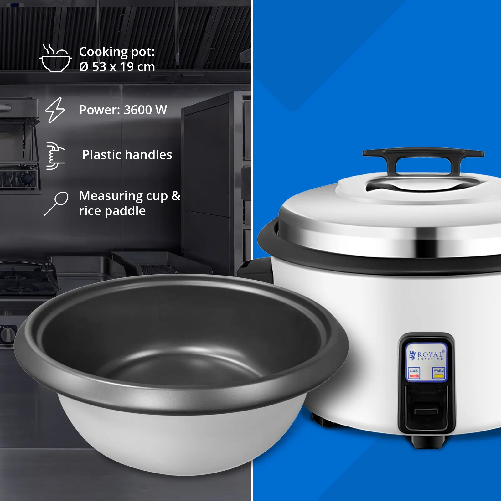 Cuiseur à riz - 27 l - 3600 W (Volume: 27 l)