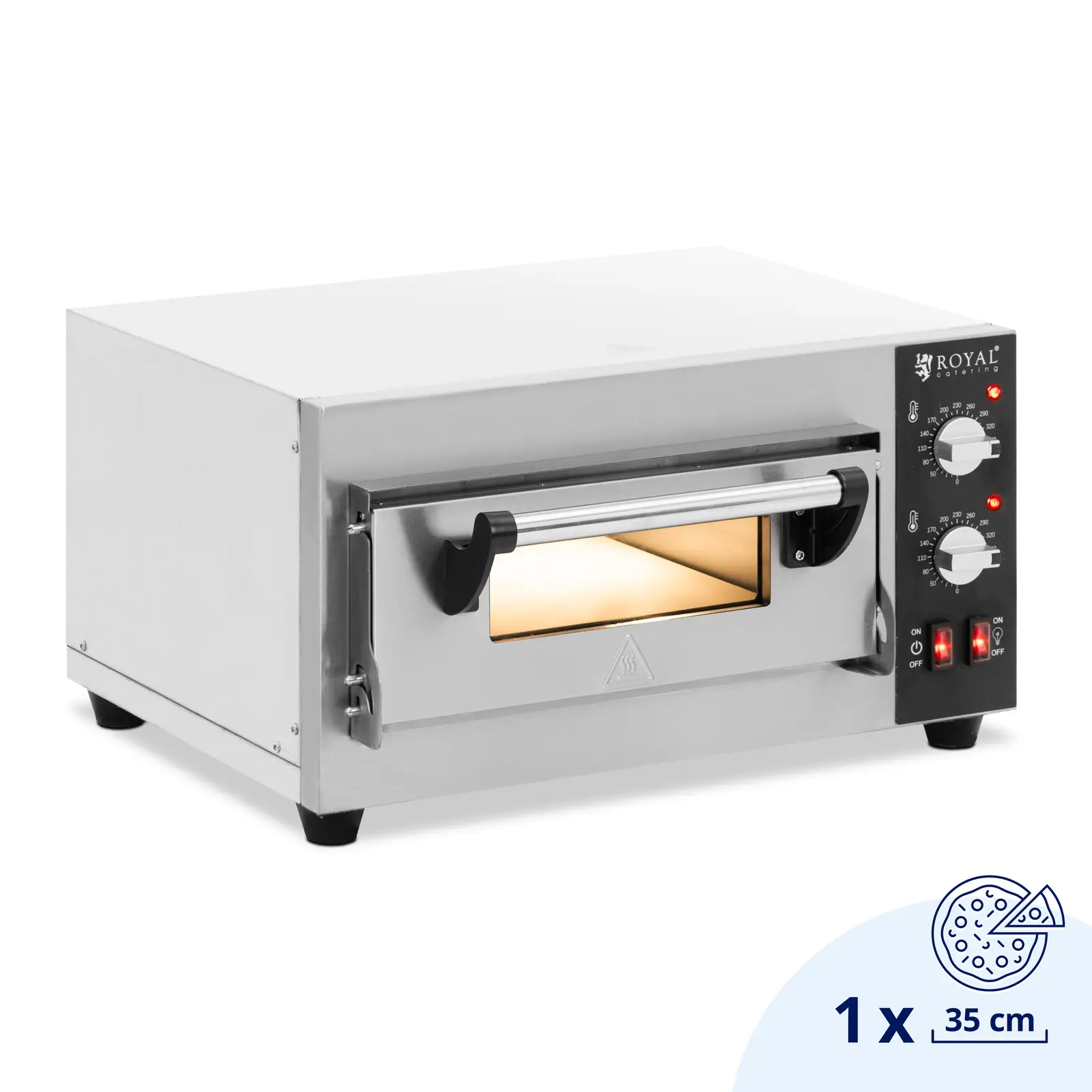 Piec do pizzy elektryczny - 1 x 35 cm - jednokomorowy - 2000 W - kamień szamotowy - Royal Catering