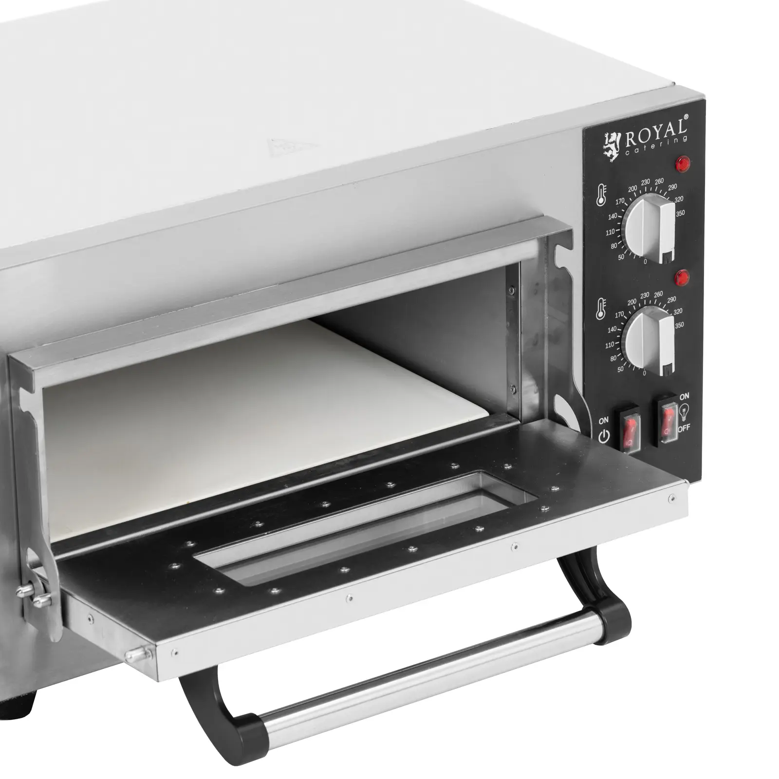 Elektrická pec na pizzu - 1 x 35 cm - 1 komora - 2 000 W - šamot - Royal Catering (Časovač: Ne)