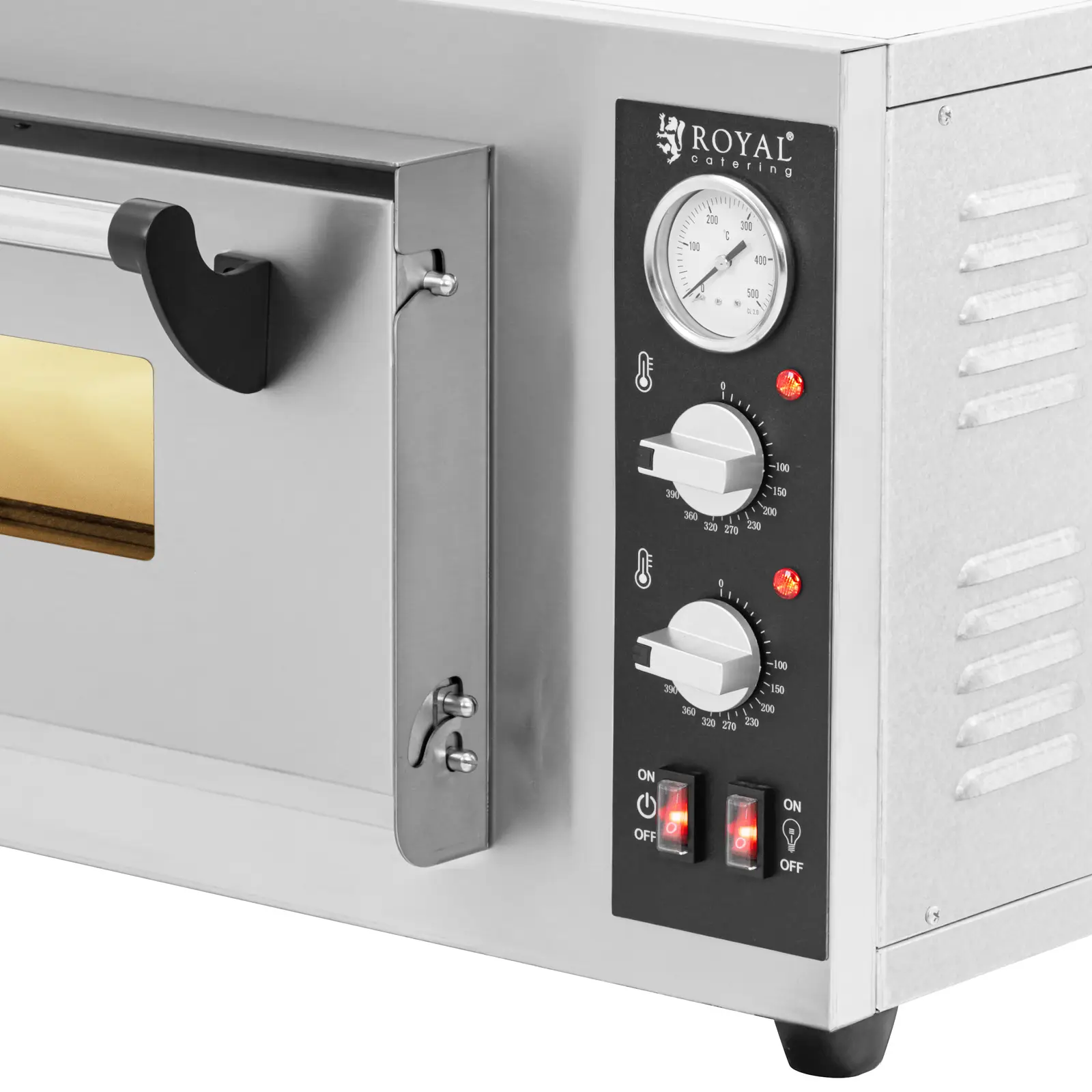 Elektrická pec na pizzu - 4 x 25 cm - 1 komora - 4 200 W - šamot - Royal Catering (Časovač: Ne)