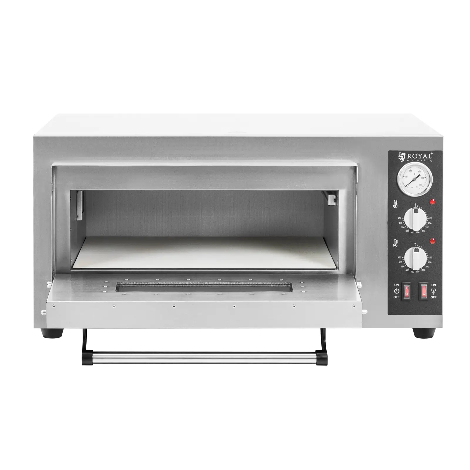 Elektrická pec na pizzu - 4 x 25 cm - 1 komora - 4 200 W - šamot - Royal Catering (Délka kabelu: 200 cm)