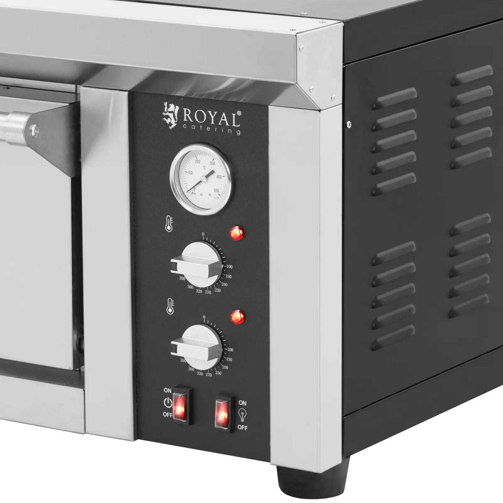 Elektrická pec na pizzu - 4 x 33 cm - 1 komora - 4200 W - šamot - Royal Catering (Komín: Ano)