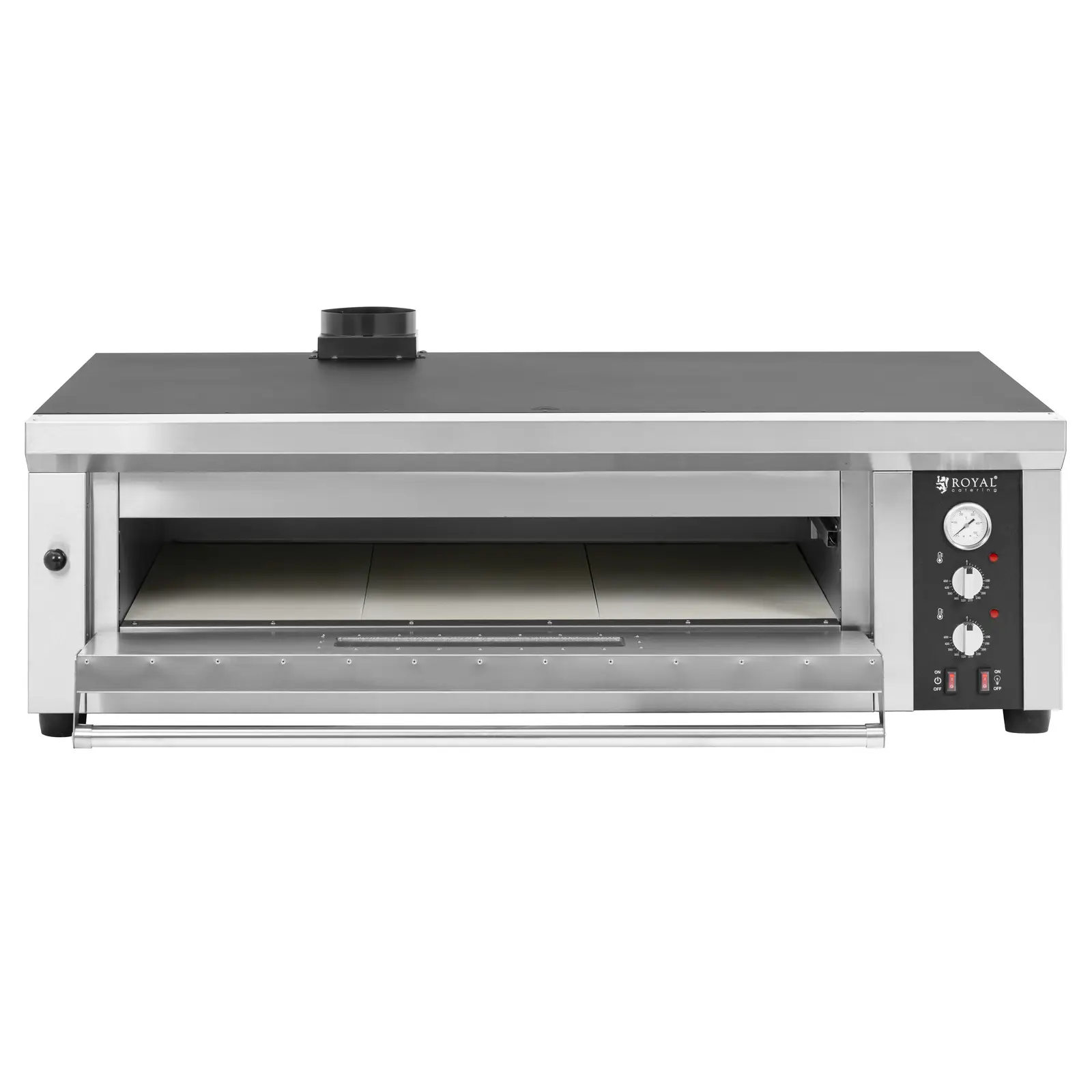 Piec do pizzy elektryczny - 6 x 33 cm - jednokomorowy - 6600 W - 400 V - kamień szamotowy - Royal Catering