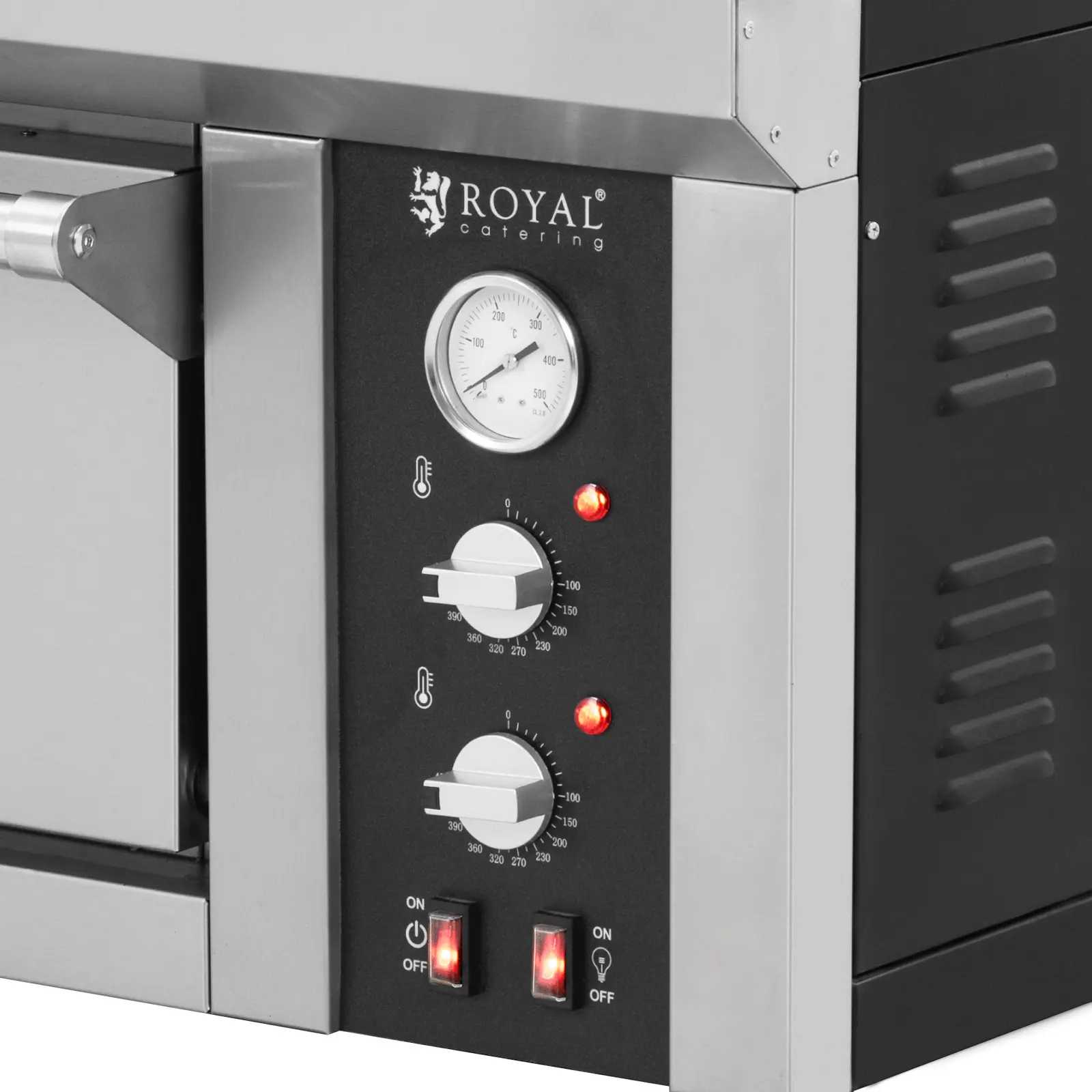 Elektrická pec na pizzu - 8 x 33 cm - 1 komora - 8400 W - 400 V - šamot - Royal Catering (Komín: Ano)
