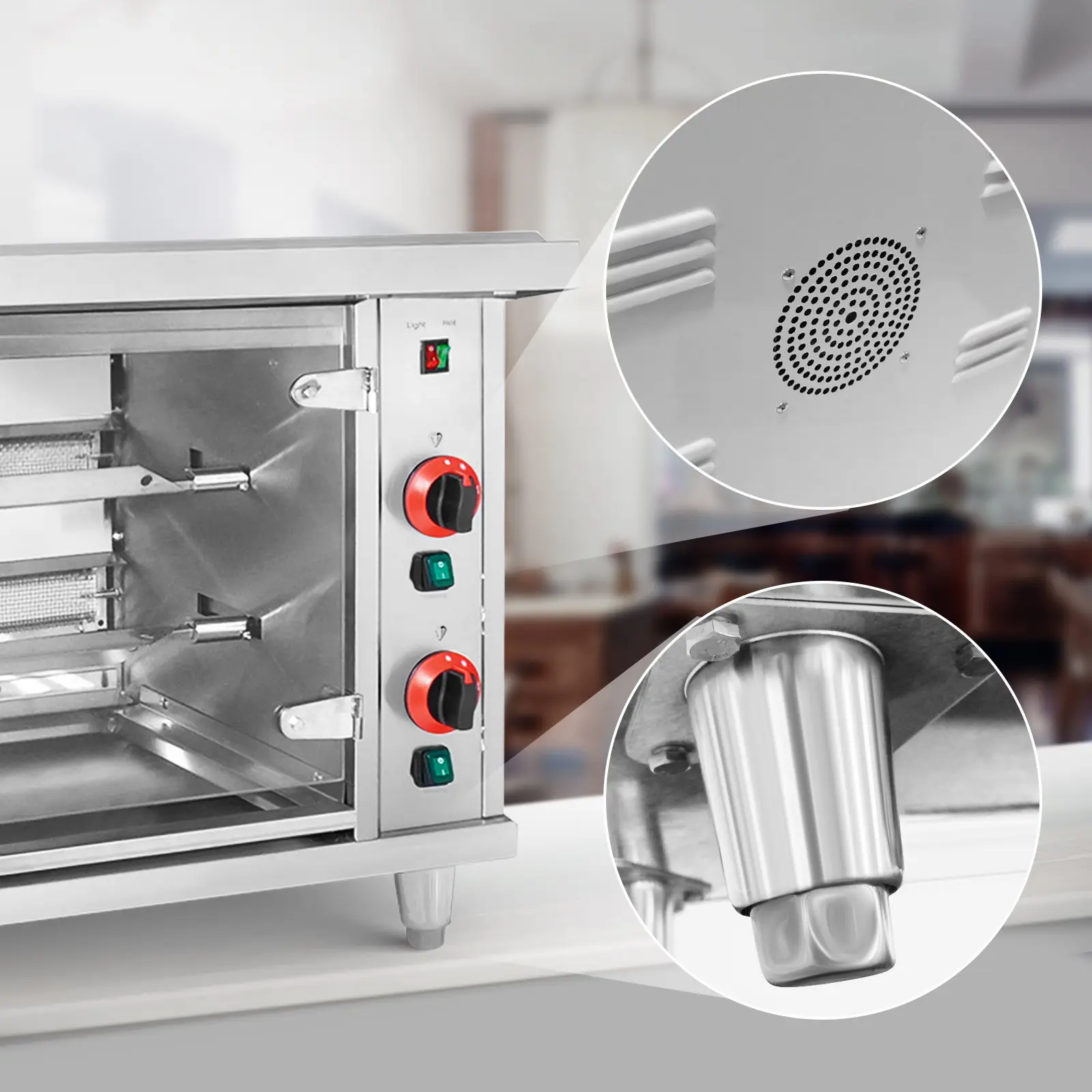 Rôtissoire poulet - à gaz - 2 broches - avec éclairage - Royal Catering (Type(s) de gaz: Propane-butane)