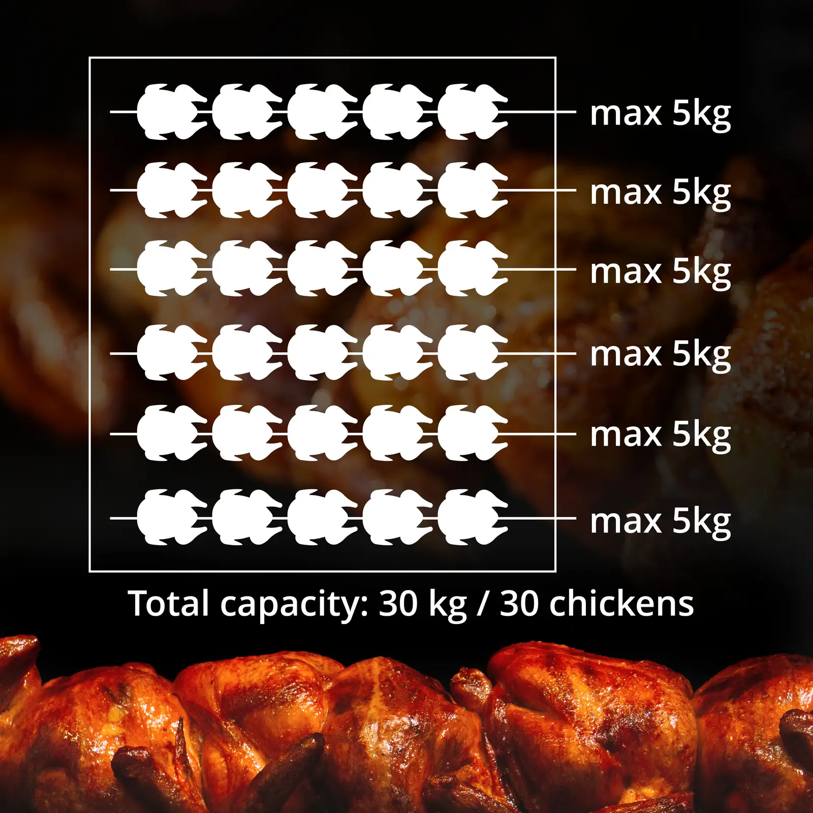 Rôtissoire poulet - à gaz - 6 broches - avec éclairage et roues - Royal Catering (Plateau d'égouttage: Oui)