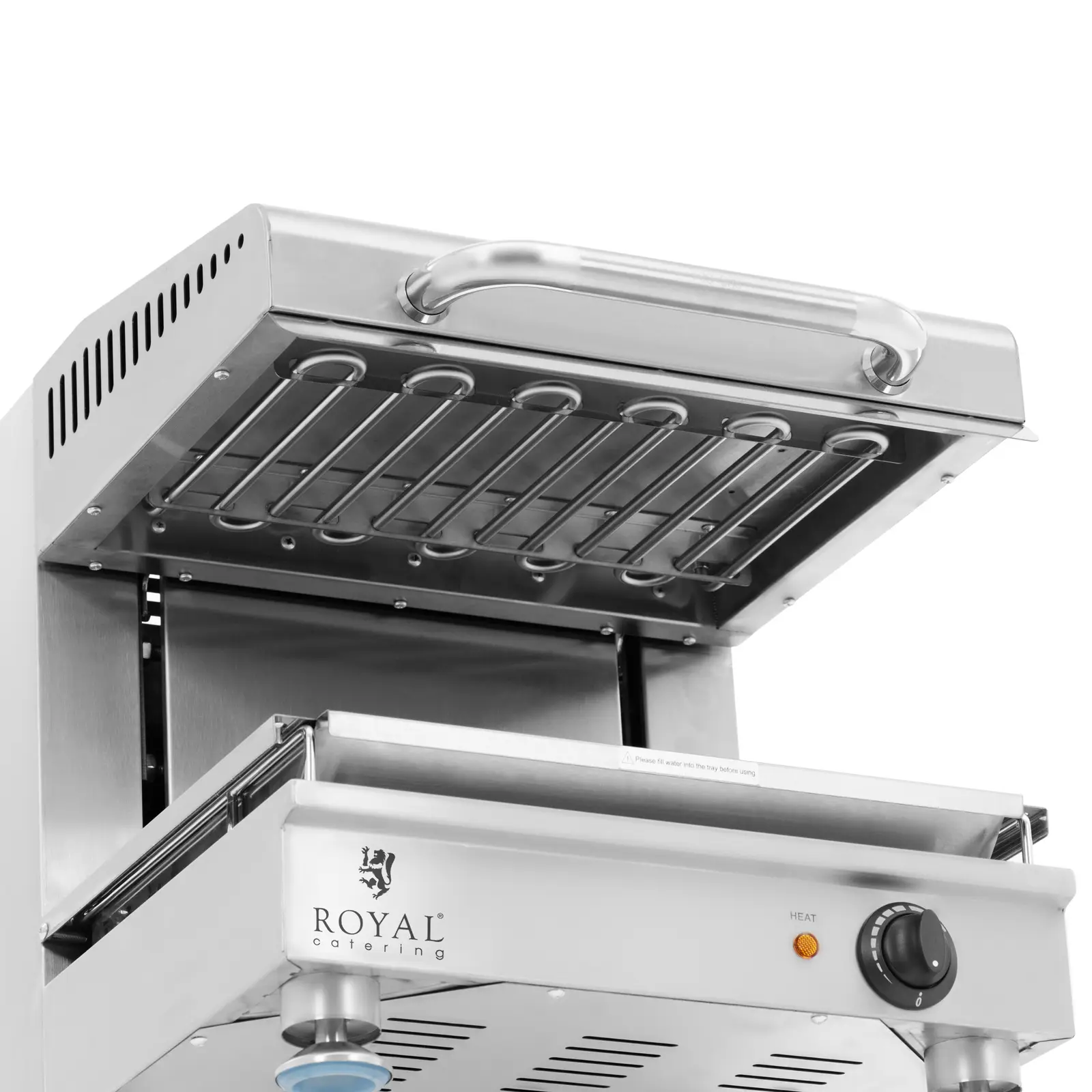Gril salamander - 2 800 W - 230 V - 45 cm - výškově nastavitelný ohřev - Royal Catering (Ovládání teploty: Ano)