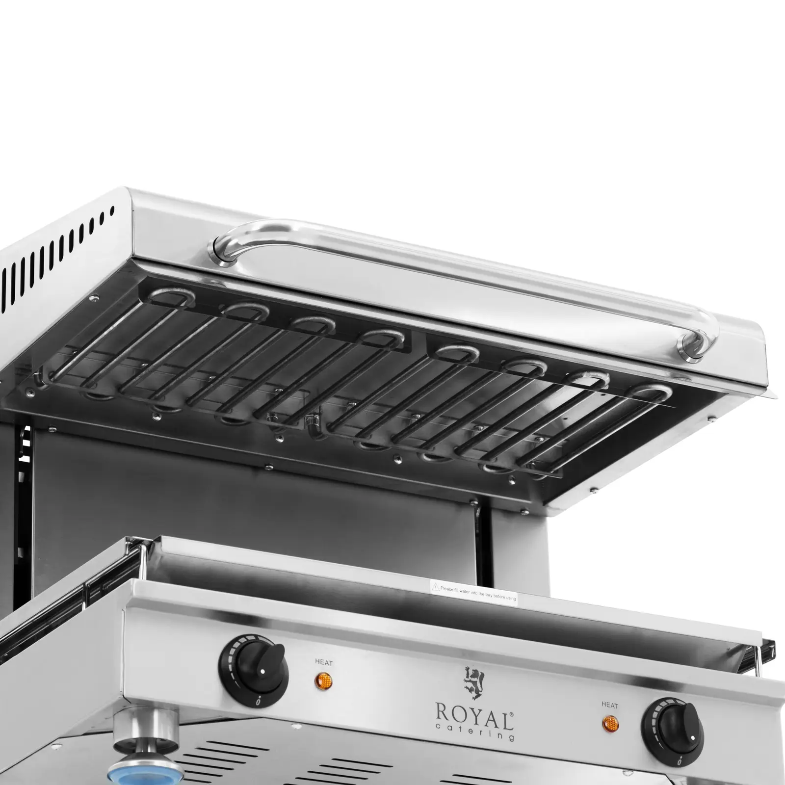 Gril salamander - 5 000 W - 400 V - 60 cm - výškově nastavitelný ohřev - Royal Catering (Ovládání teploty: Ano)