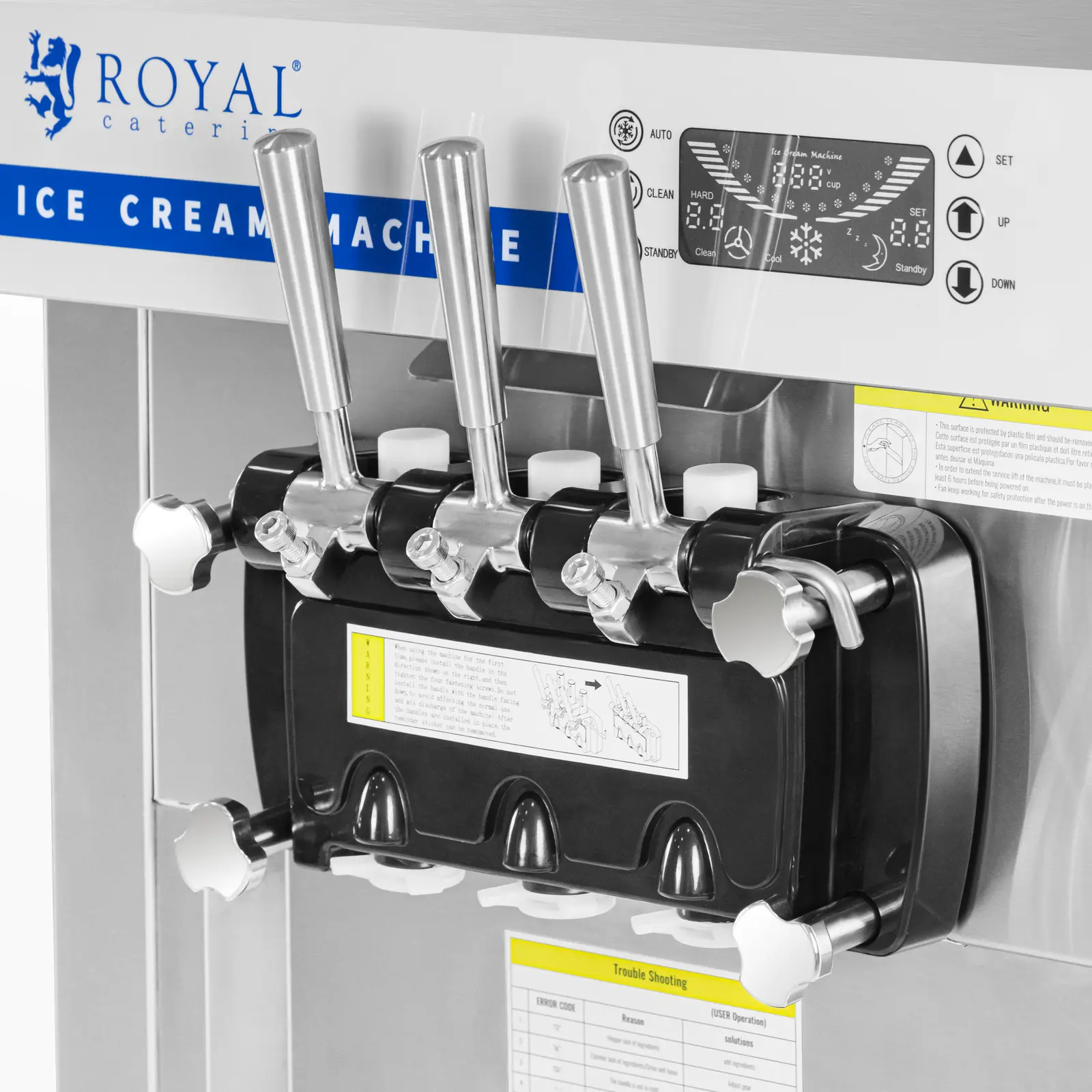 Softijsmachine - 18 l/u - 1500 W - 2 smaken + mix van beide - voorkoeling - Royal Catering (Wielen: Ja)