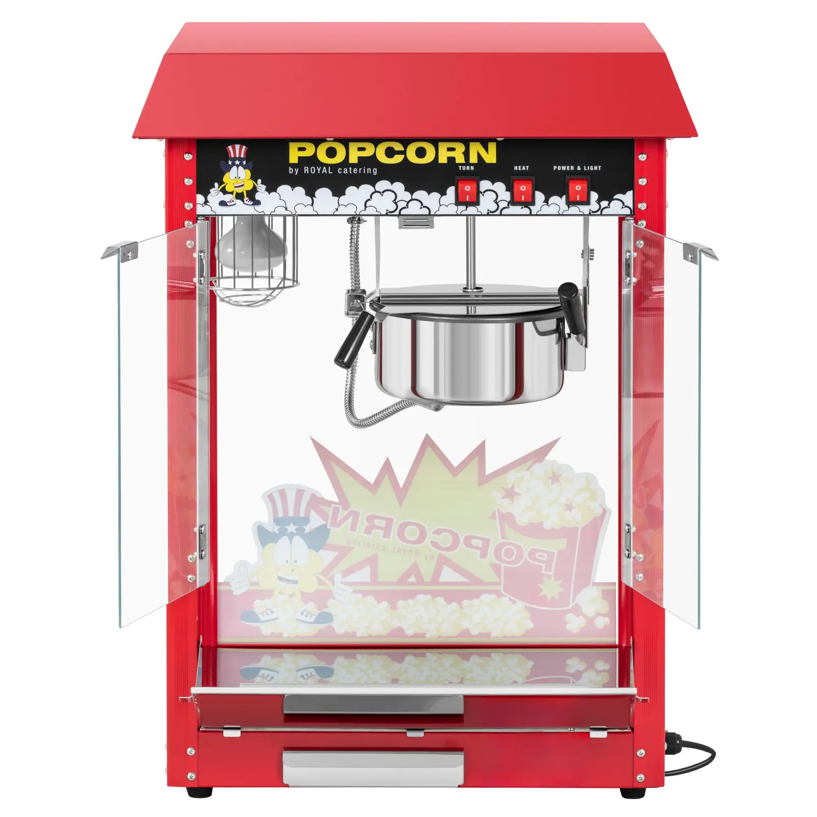 Popcorn machine - 1500 W - 5kg/h - red - Royal Catering (Efficiency [kg/h]: 5)
